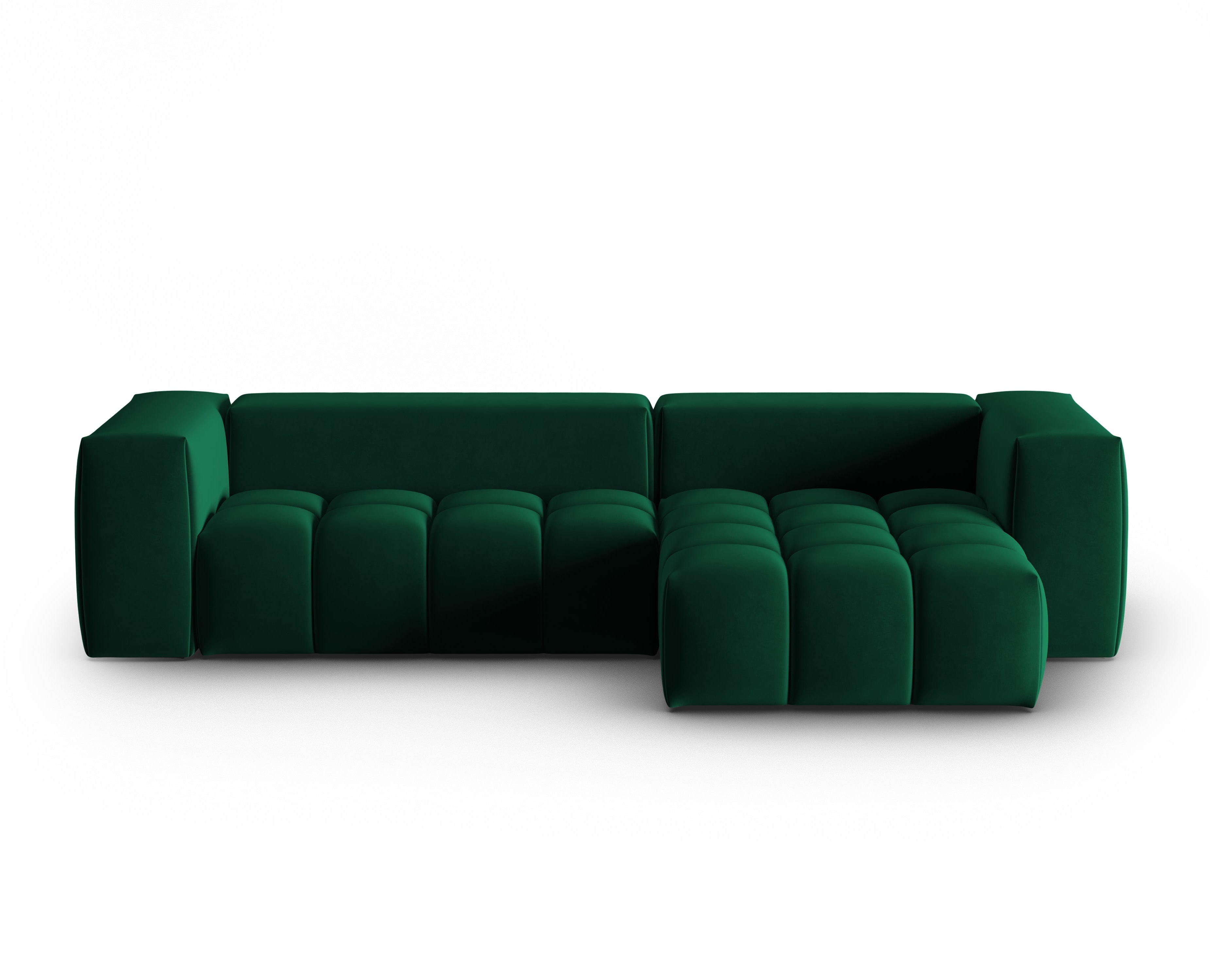 Velvet Corner Sofa for 3 People Right Side VERONA Bottle Green