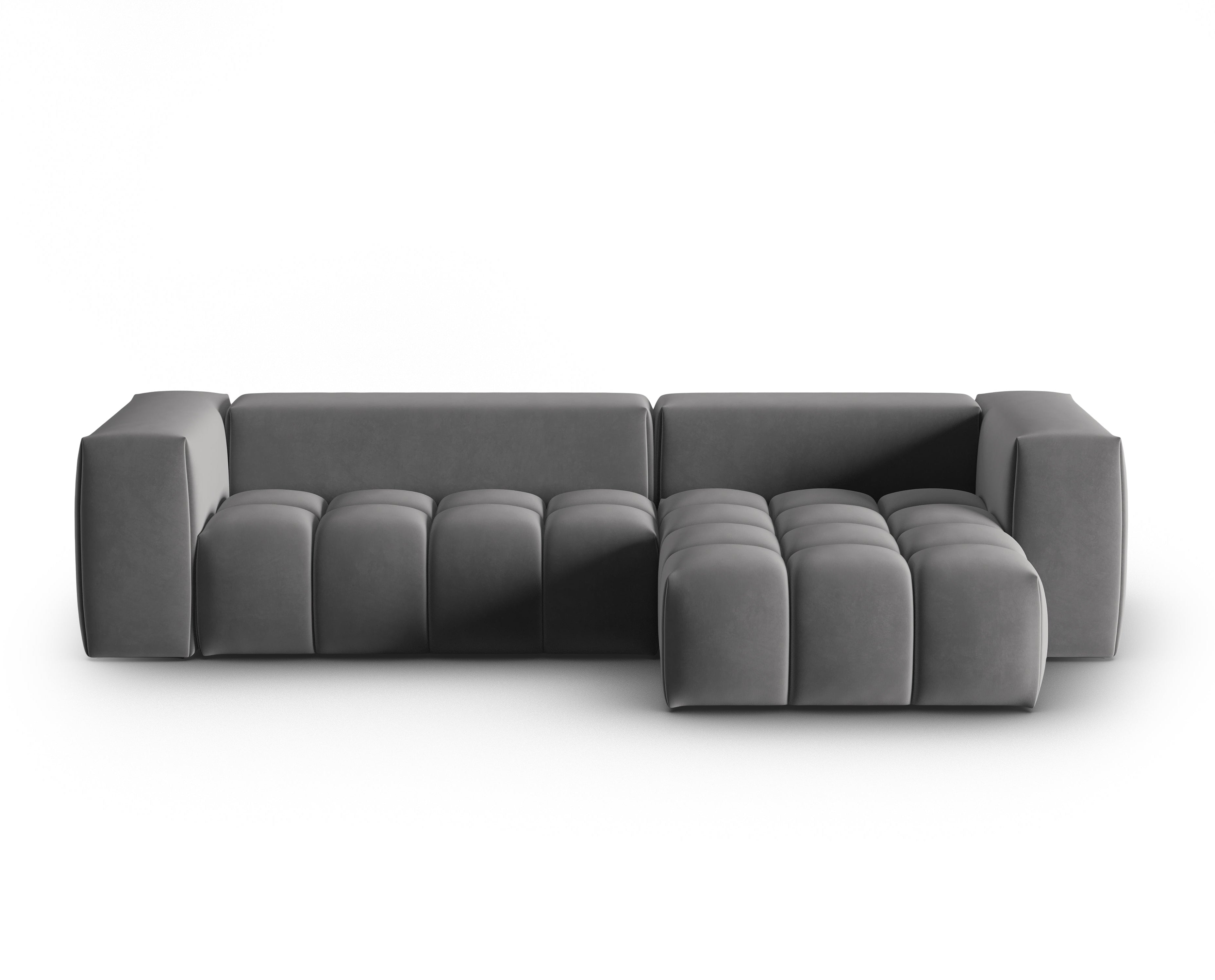 Velvet Corner Sofa for 3 People Right Side VERONA Gray