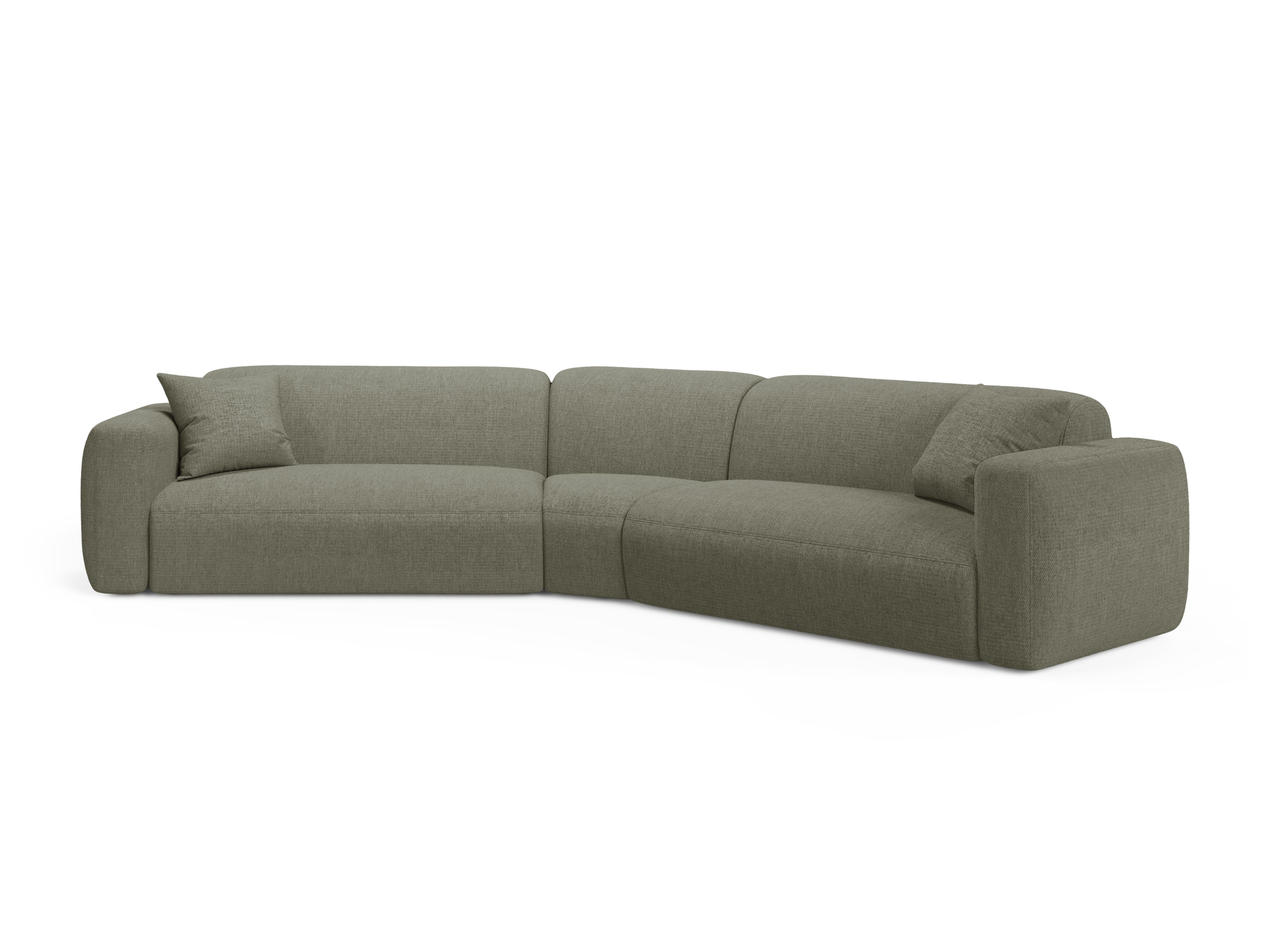 Symmetrische Eckcouch STRINO olivgrüner Chenille