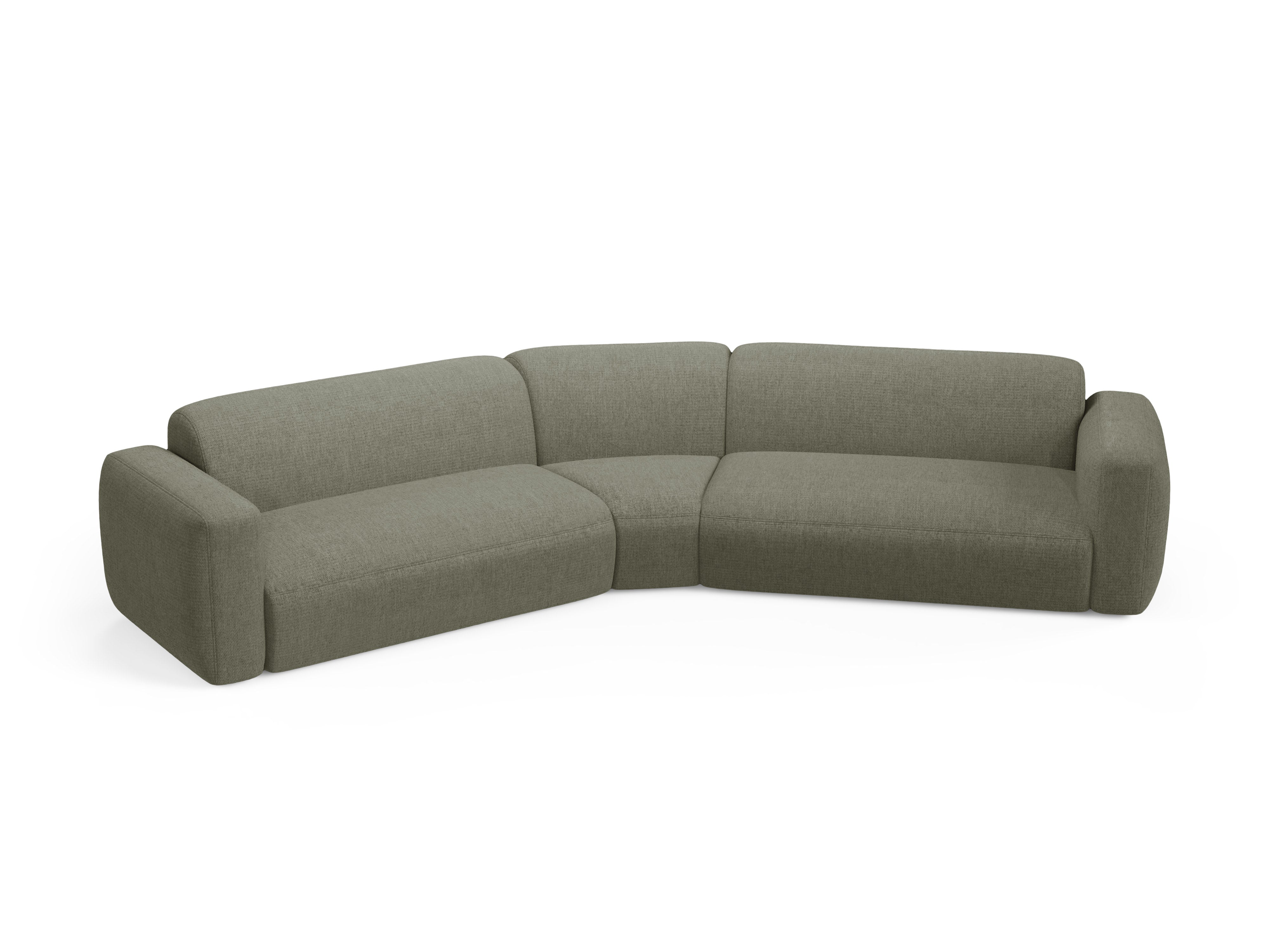 Symmetrische Eckcouch STRINO olivgrüner Chenille