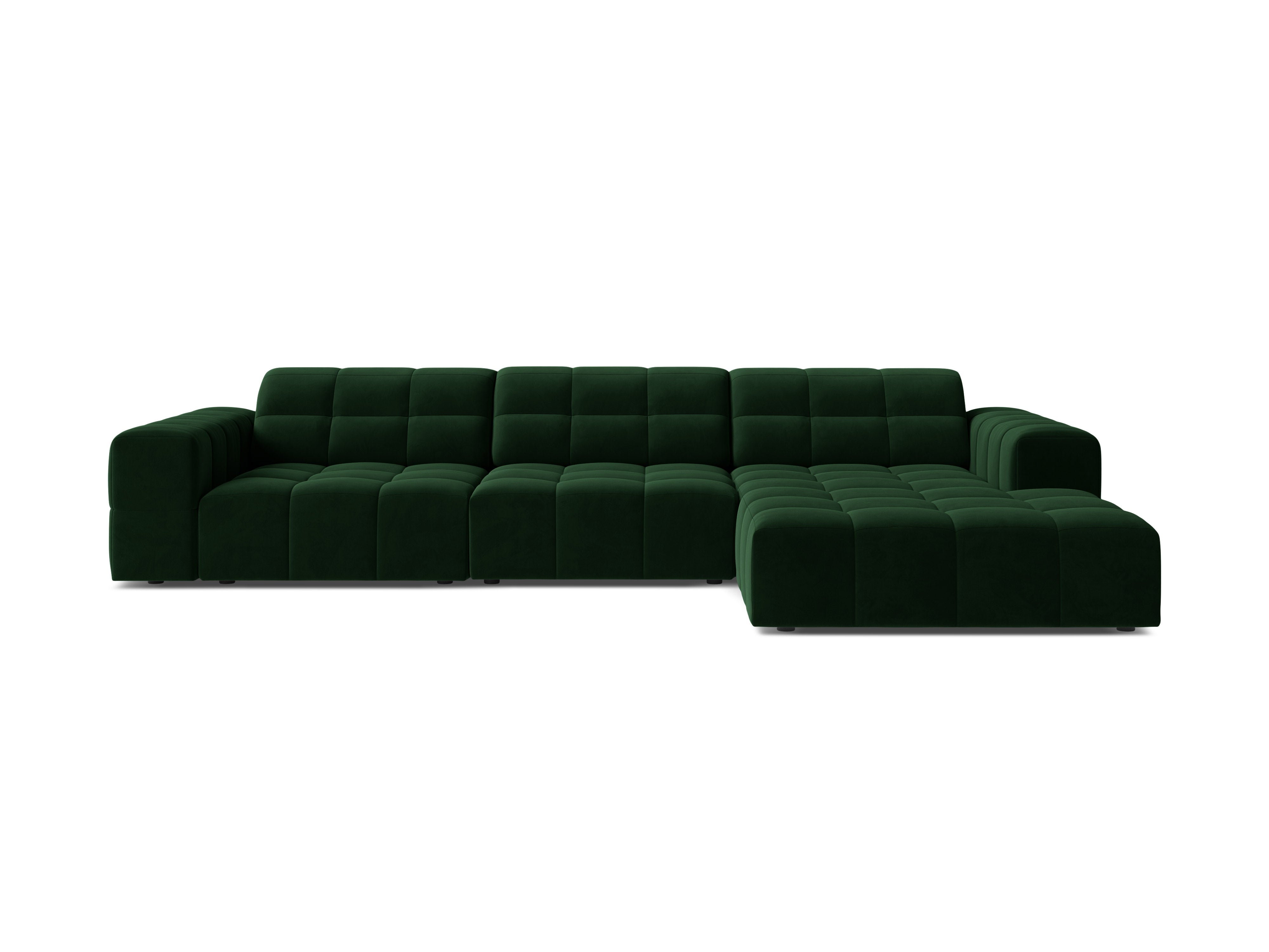 Right-sided Velvet Corner 4-seater chicago bottle green