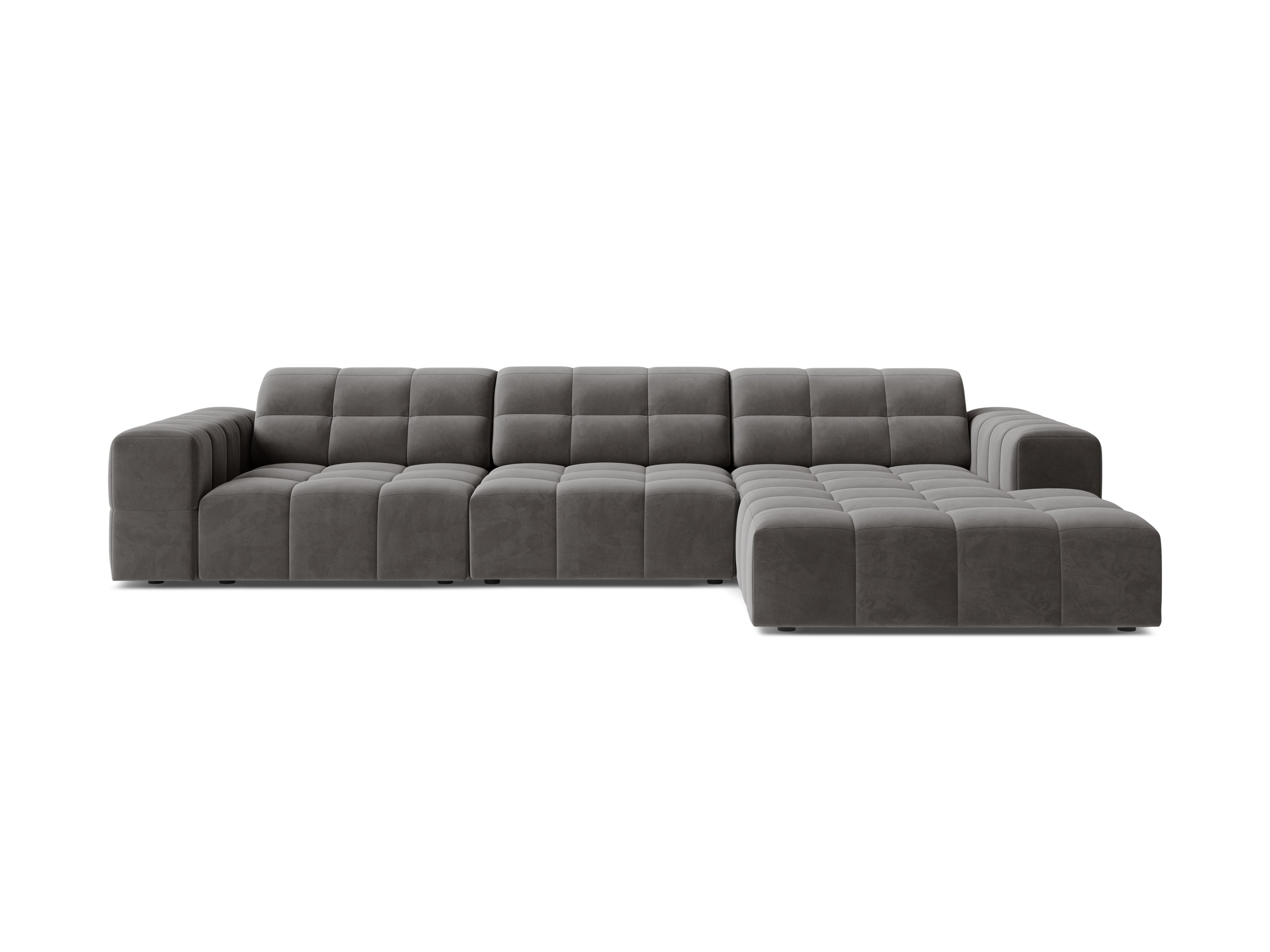 Right-sided Velvet Corner 4-seater Chicago gray