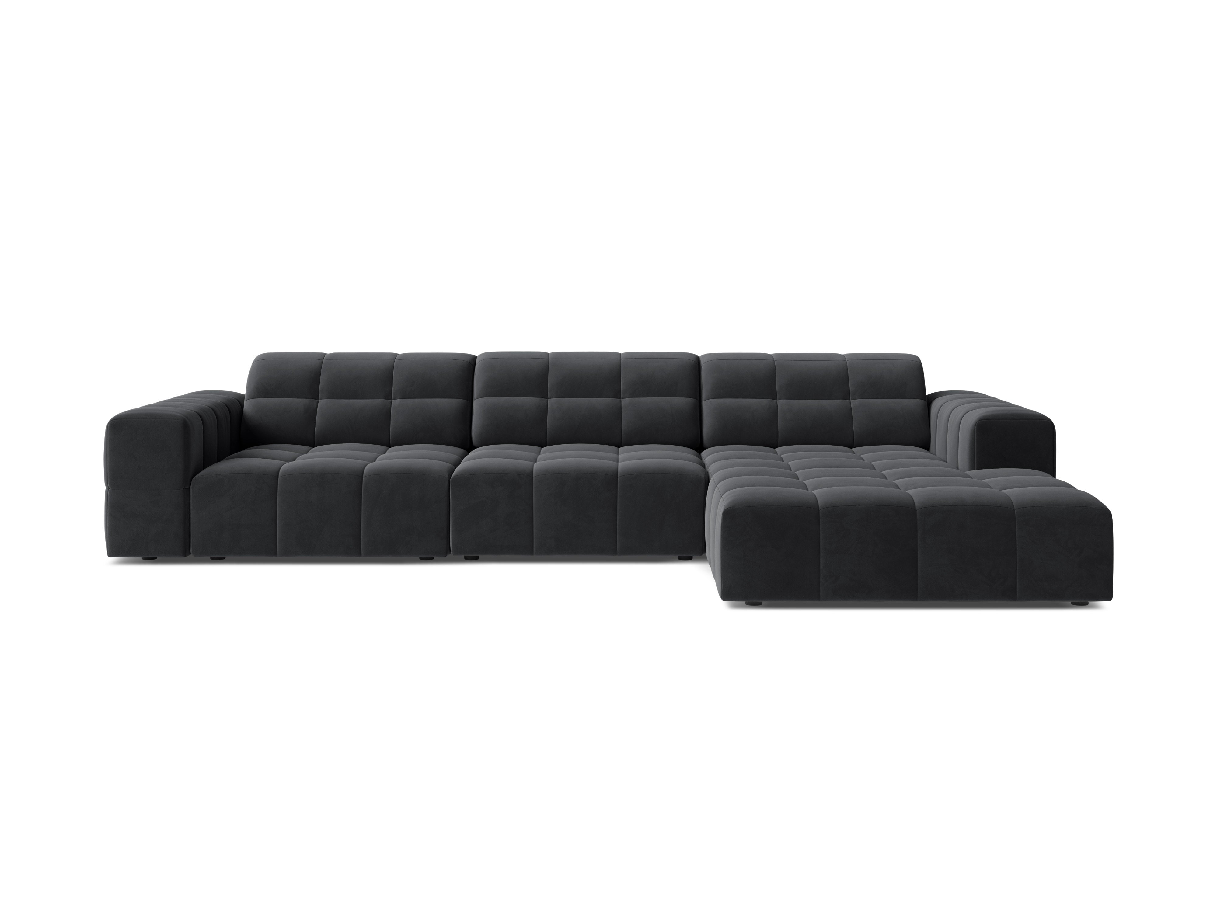 Right-sided corner velvet 4-person chicago dark gray
