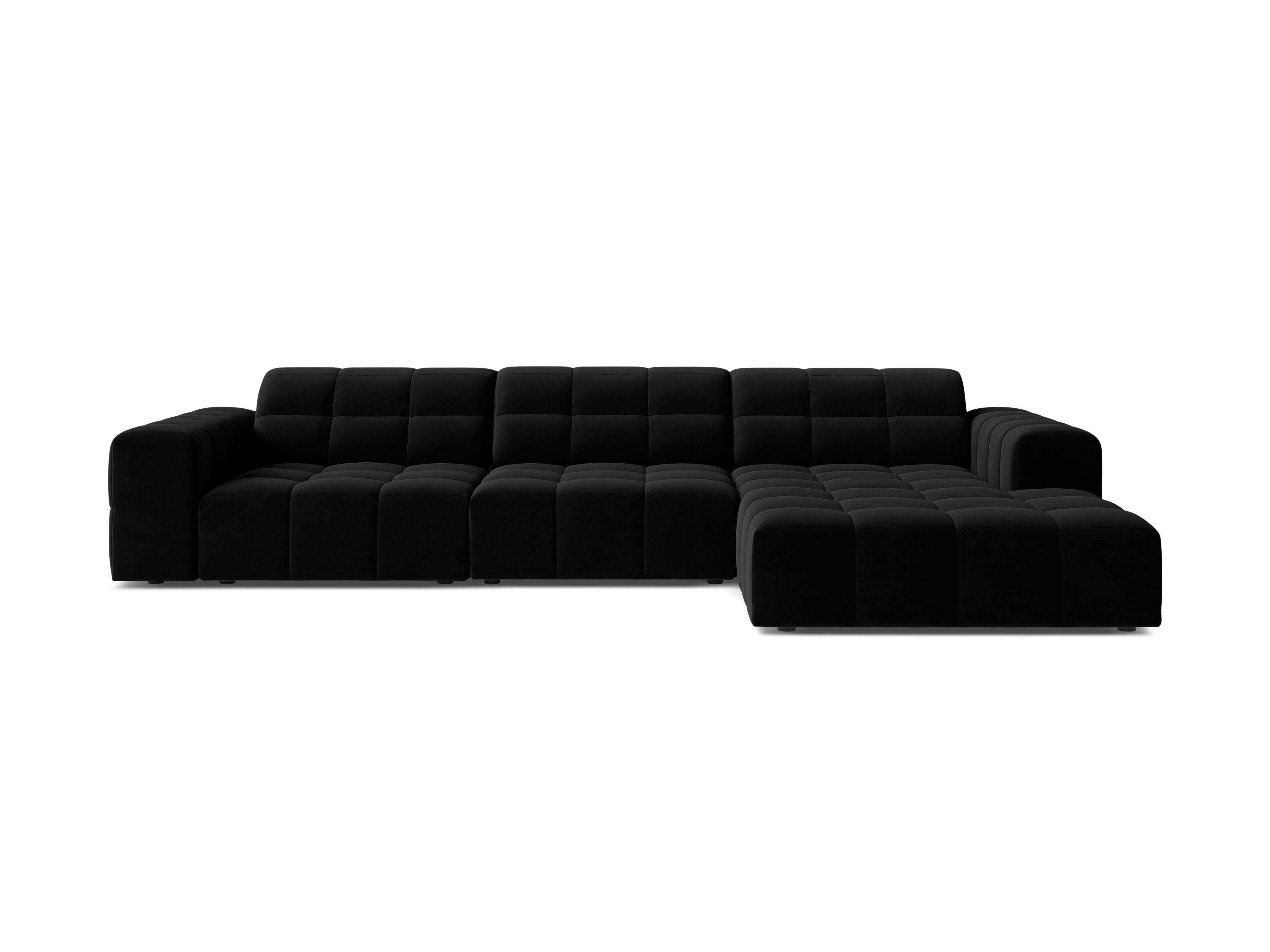Right-sided Velvet Corner 4-seater chicago black