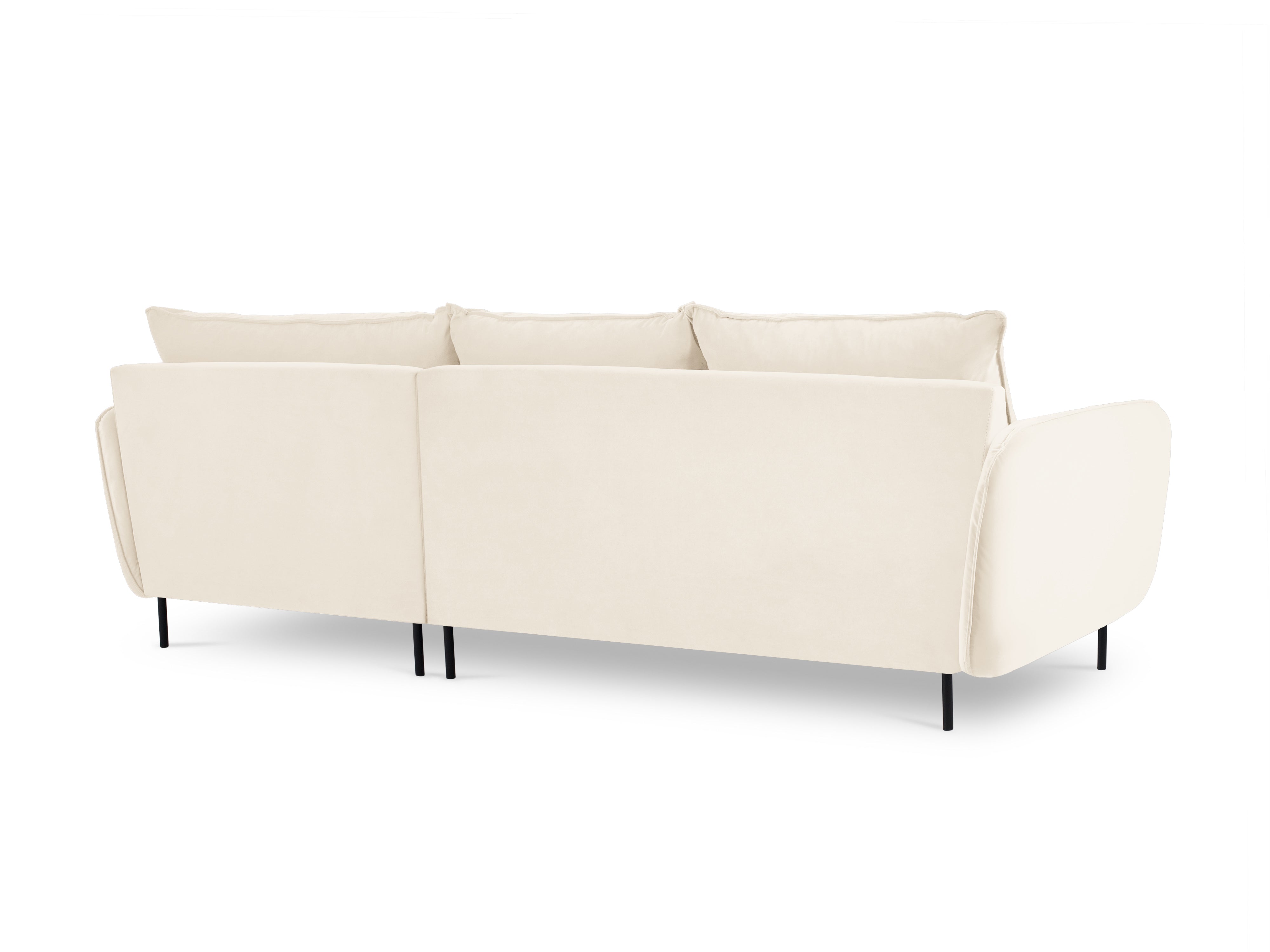 Beige Samt-Ecksofa für 5 Personen VIENNA mit schwarzem Fuß