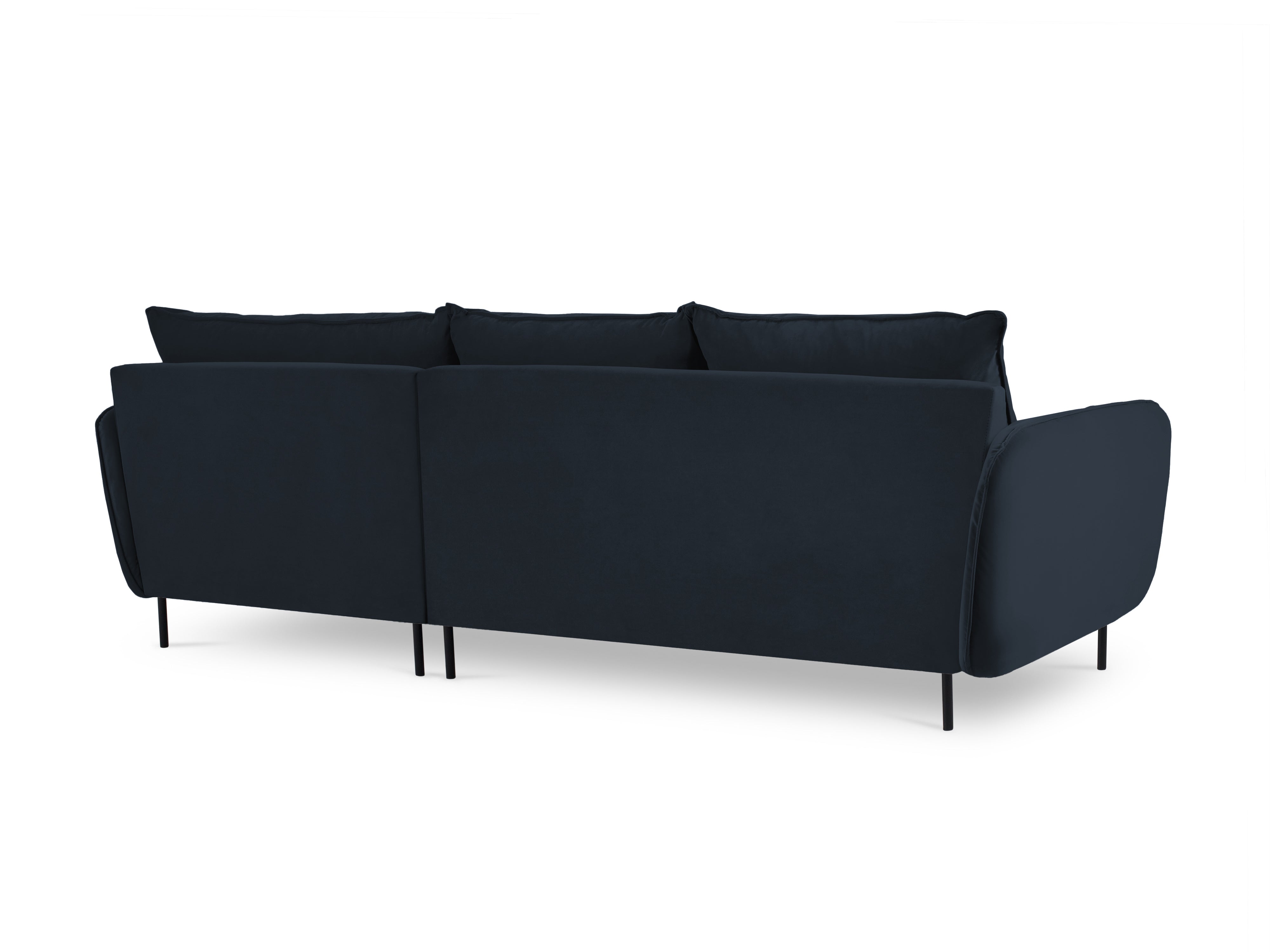 Velvet Corner Sofa Right-Hand Side 5-Seater VIENNA Dark Blue with Black Base