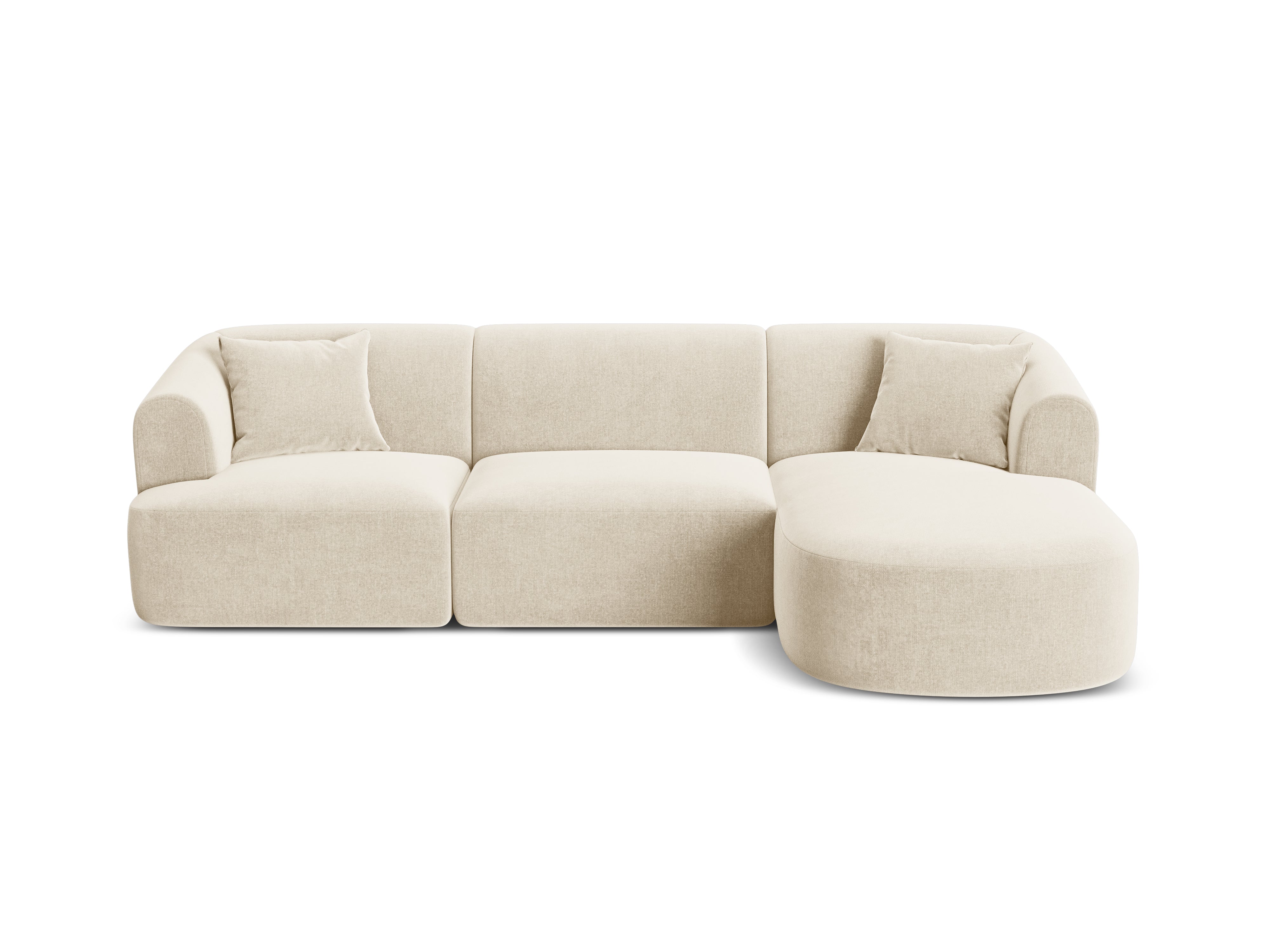 Samt-Ecksofa rechtsseitig für 4 Personen CAMPI hellbeige