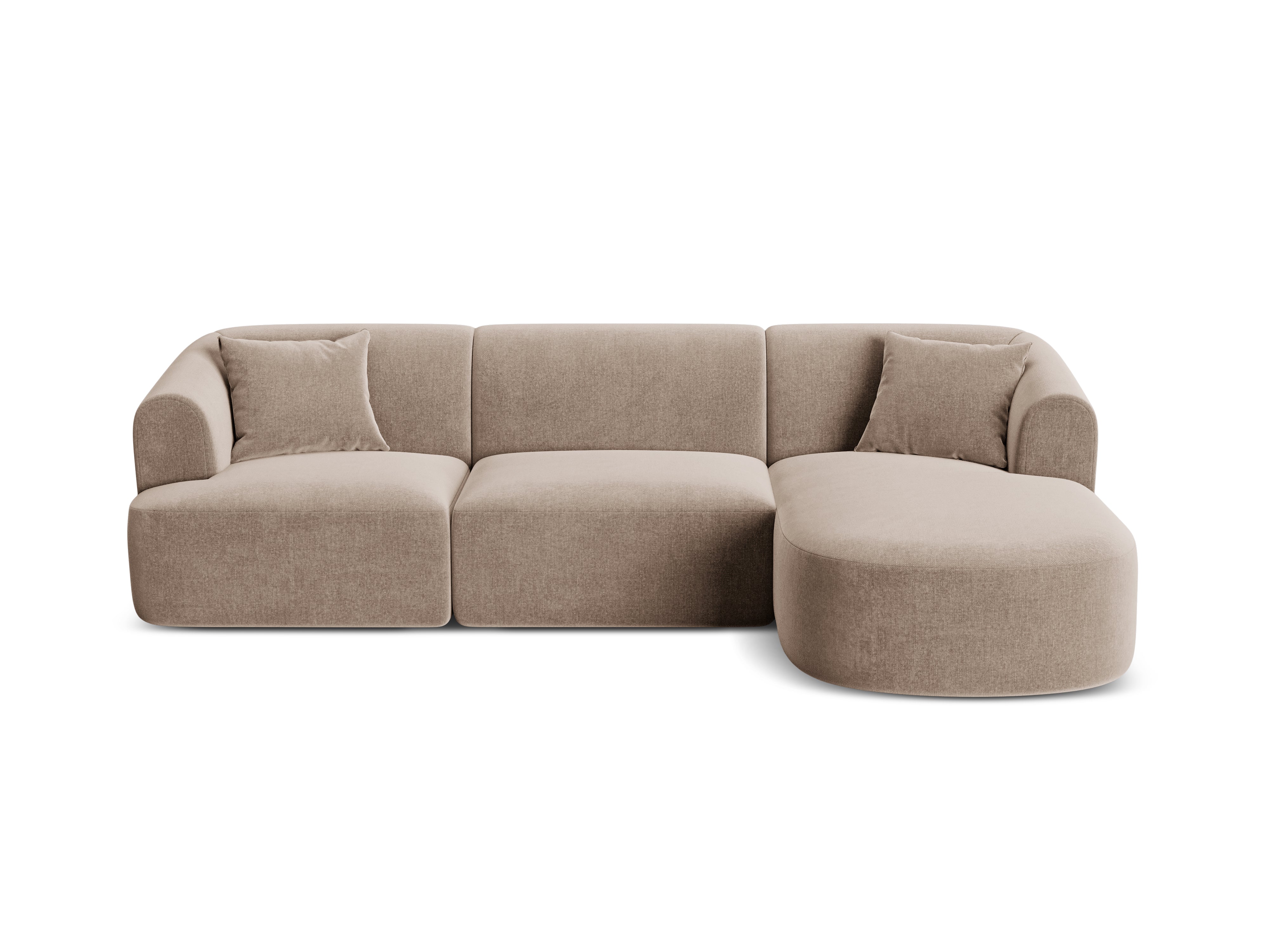 Samt-Ecksofa rechtsseitig für 4 Personen CAMPI dunkelbeige