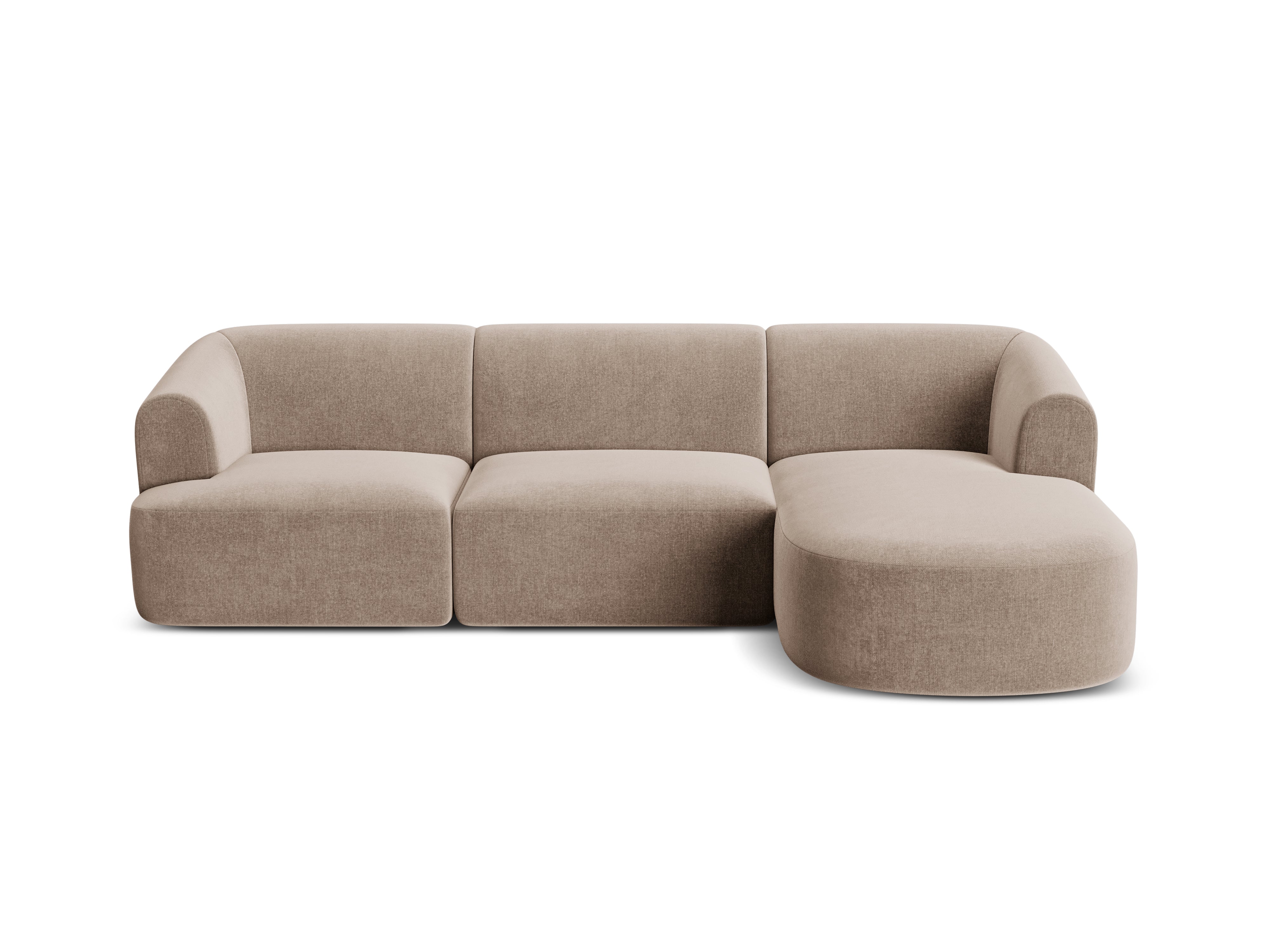 Samt-Ecksofa rechtsseitig für 4 Personen CAMPI dunkelbeige