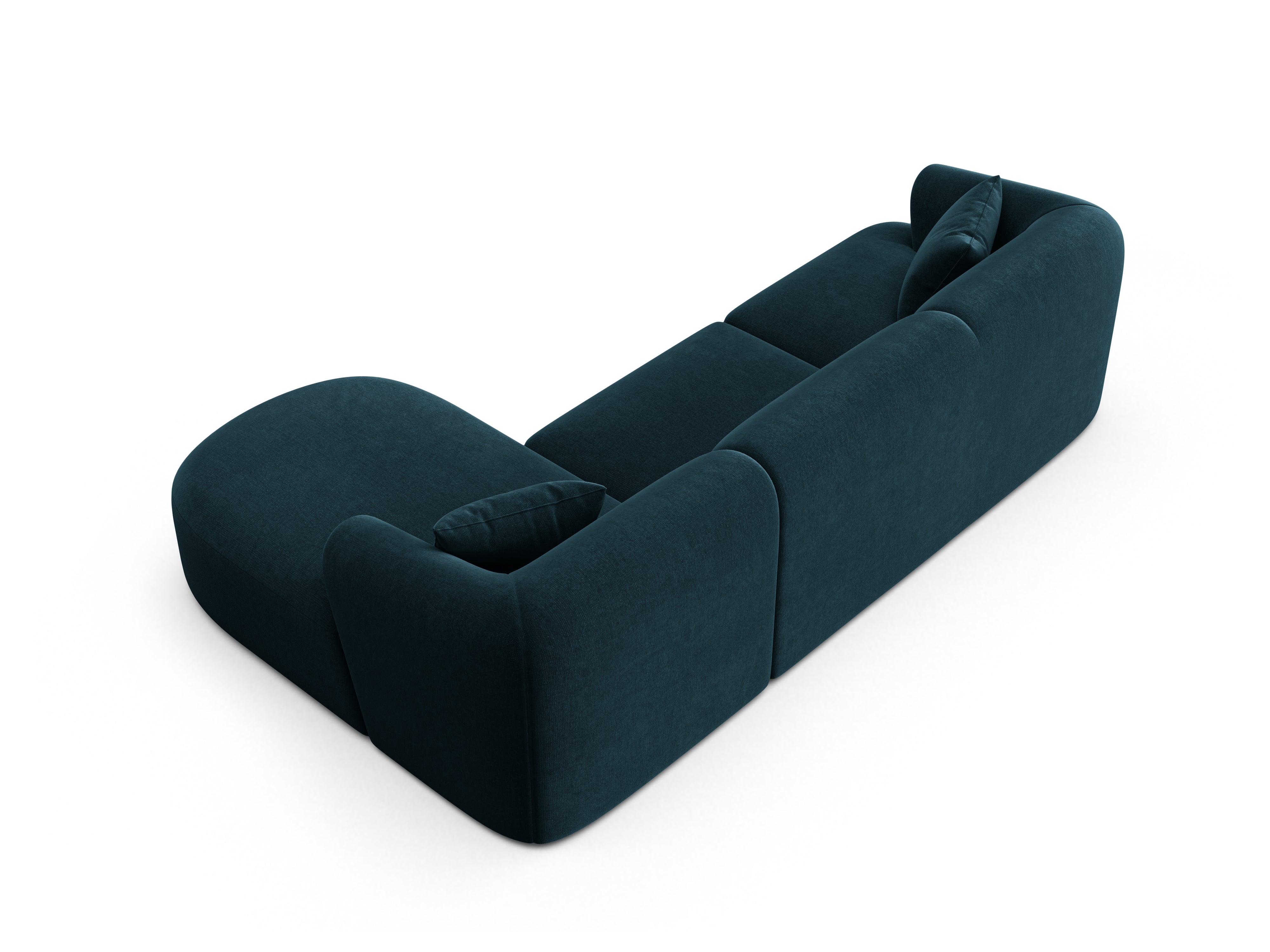 Right-facing velvet corner sofa for 4 people CAMPI petrol