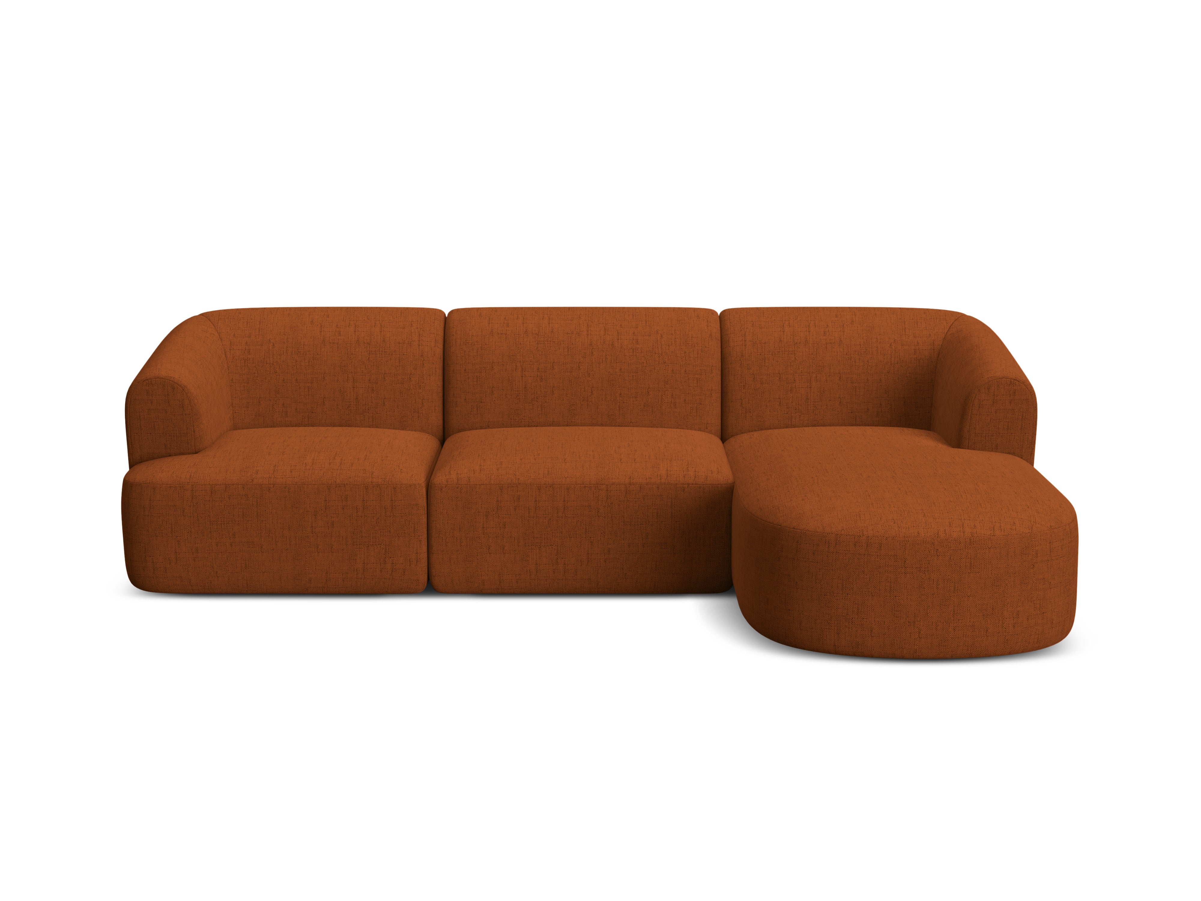 Right-facing 4-seater sofa CAMPI brick chenille