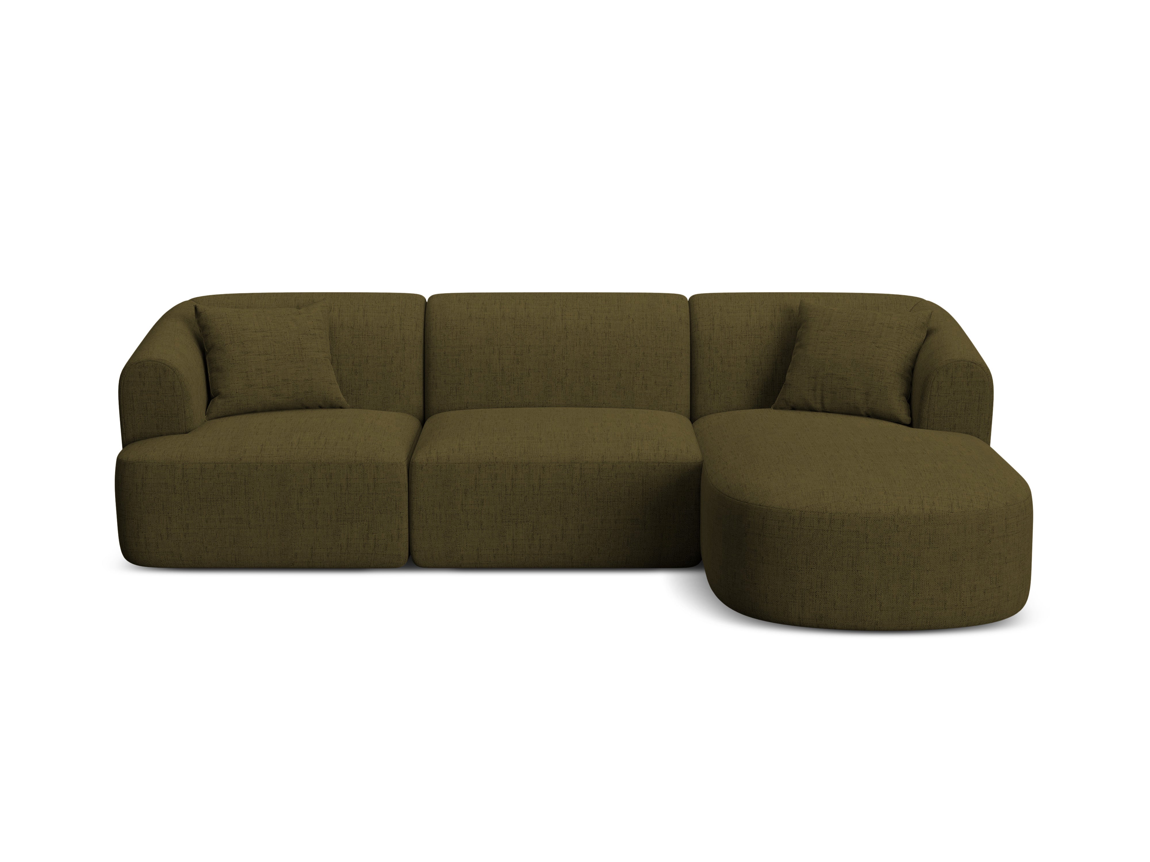 Rechtsseitige 4-Sitzer-Couch CAMPI grün Chenille