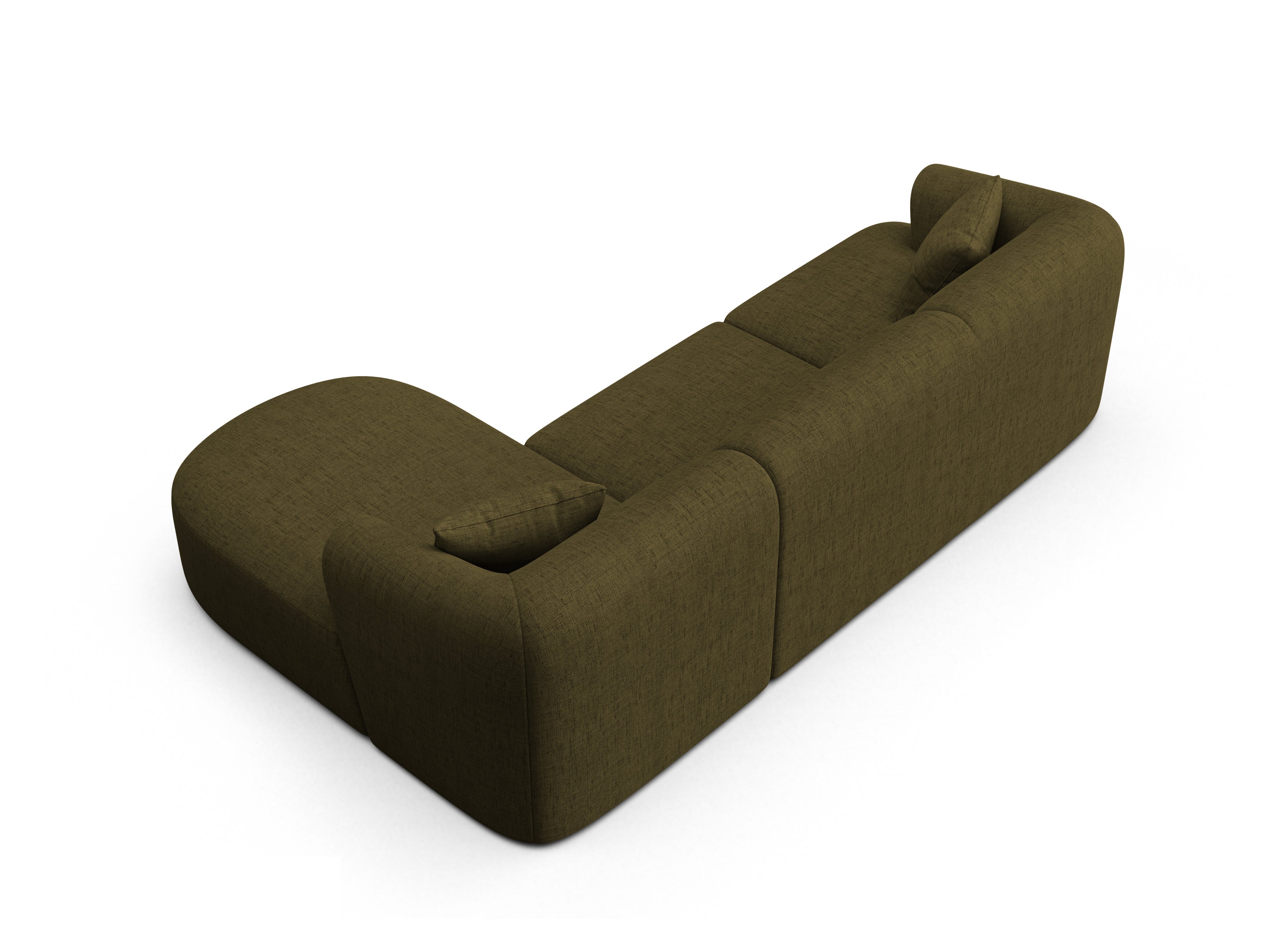Rechtsseitige 4-Sitzer-Couch CAMPI grün Chenille