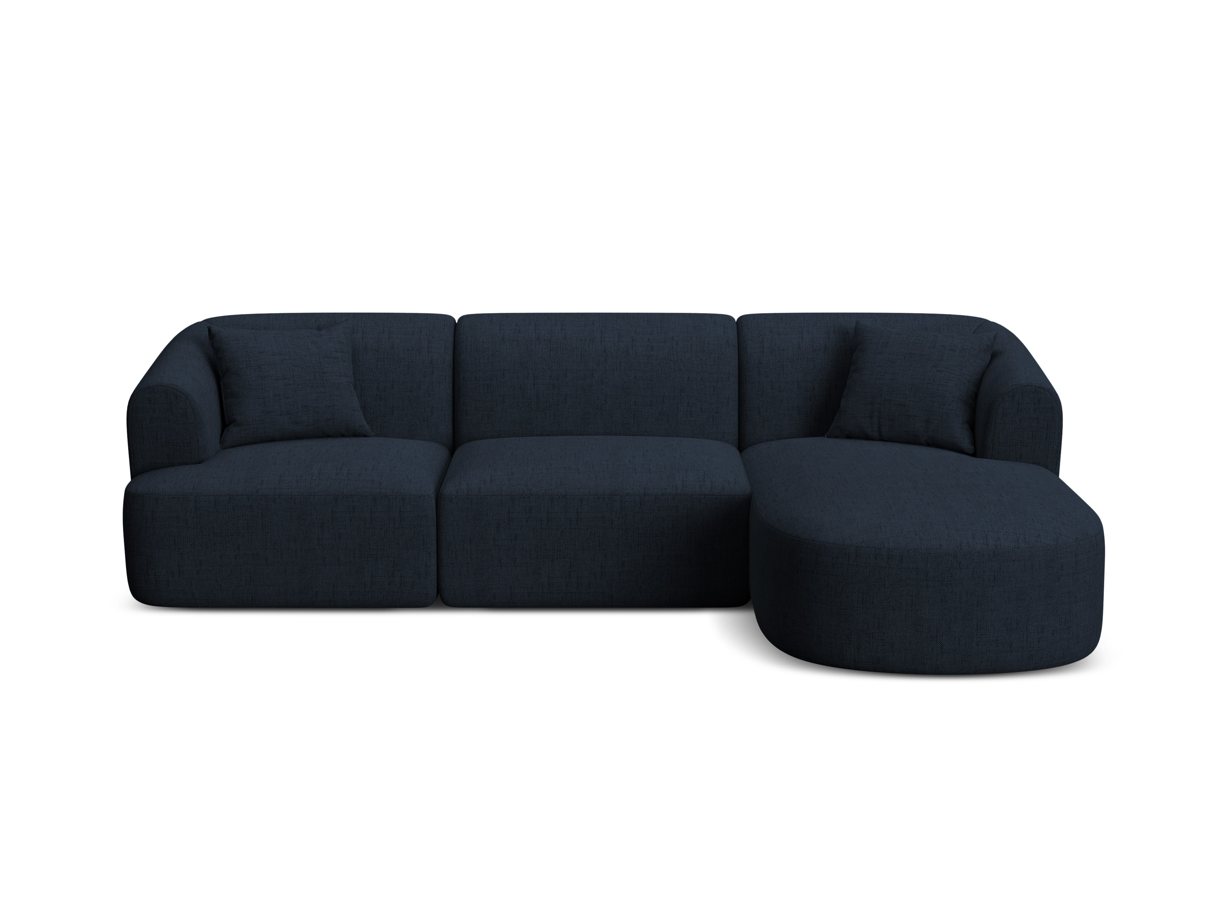 Rechtsseitige 4-Sitzer-Couch CAMPI in blauer Chenille