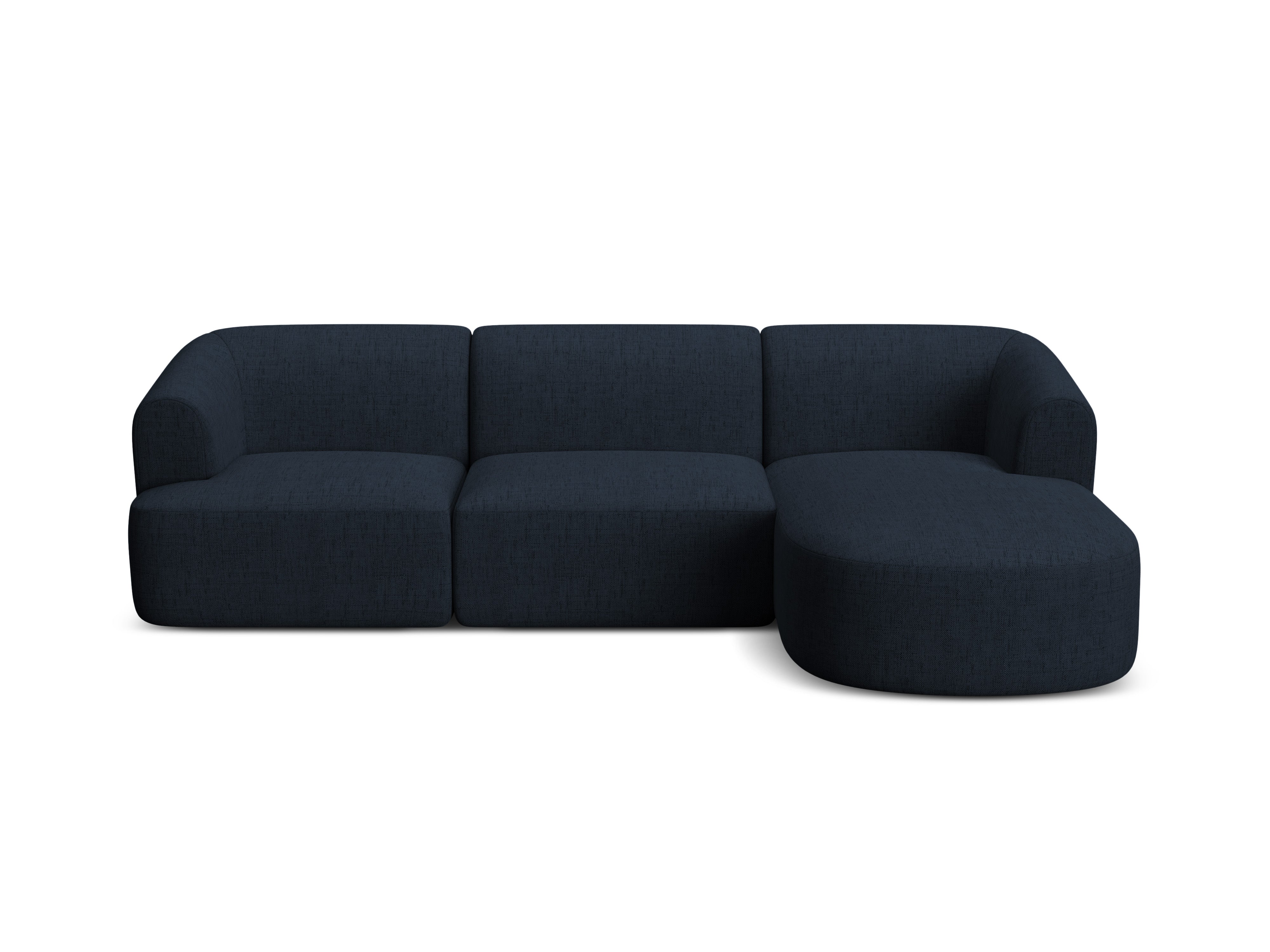 Rechtsseitige 4-Sitzer-Couch CAMPI in blauer Chenille