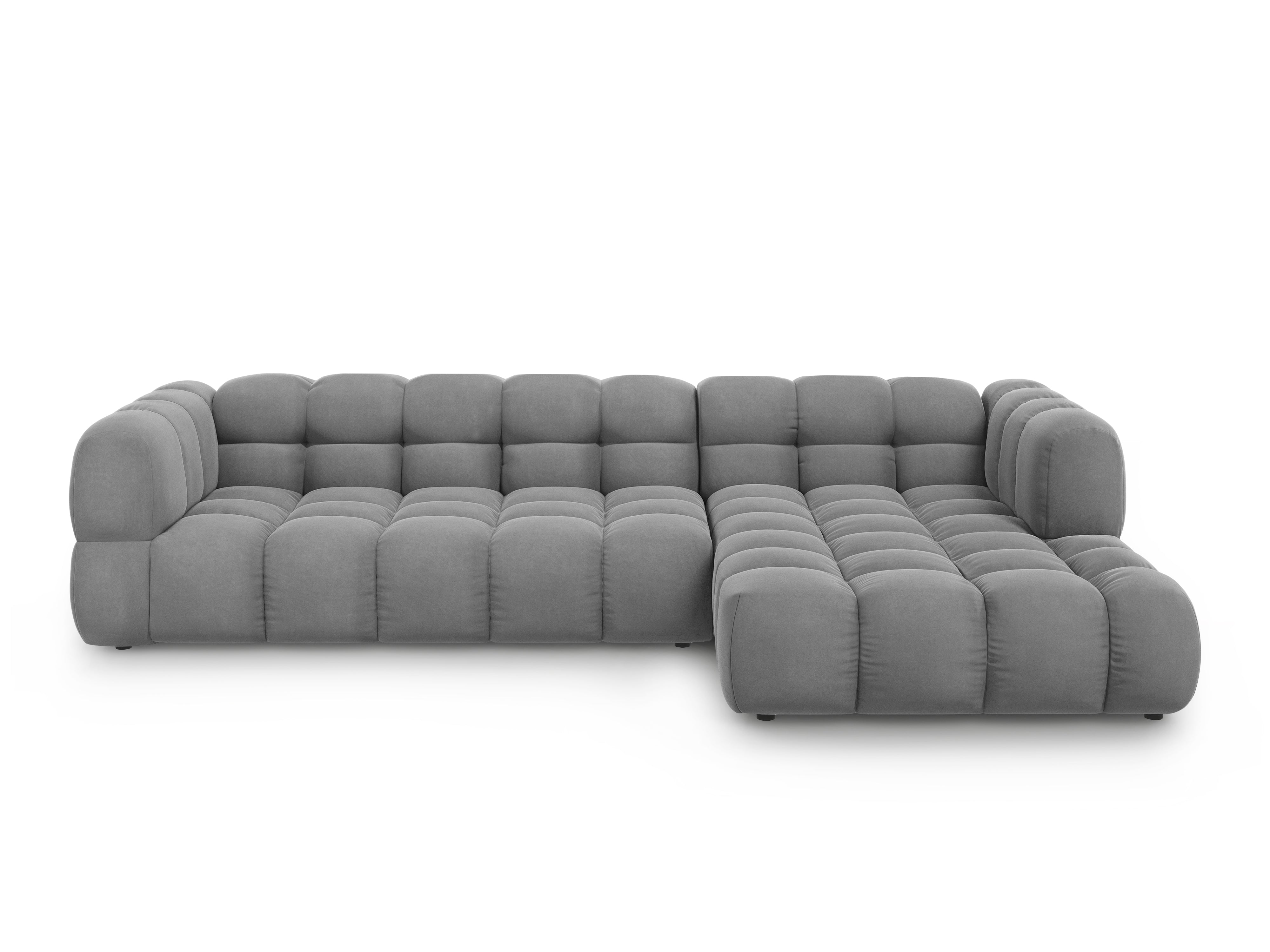 Narożnik aksamitny prawostronny 4-osobowy SKY jasnoszary Cosmopolitan Design Eye on Design