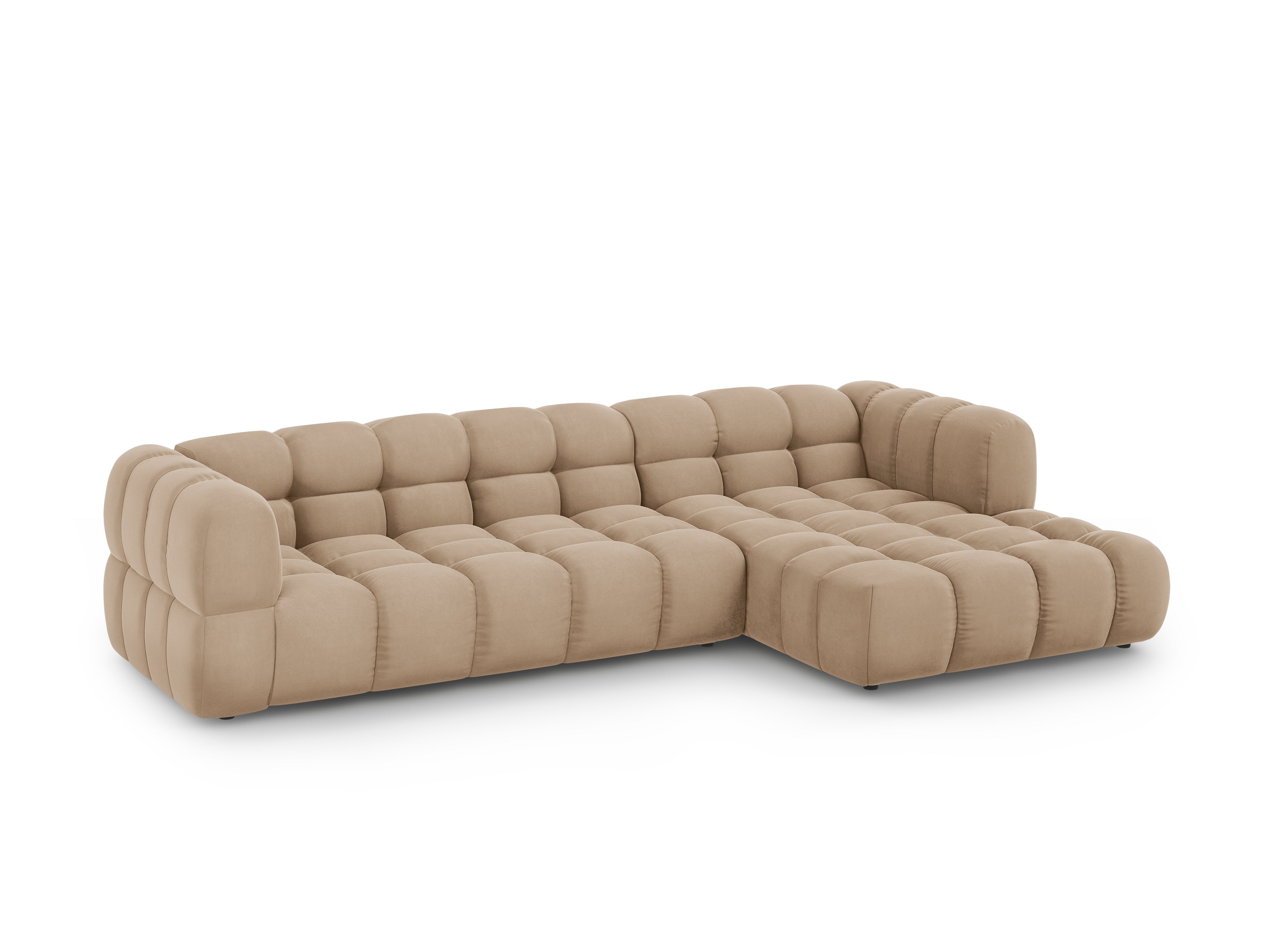 Narożnik aksamitny prawostronny 4-osobowy SKY piaskowy Cosmopolitan Design Eye on Design