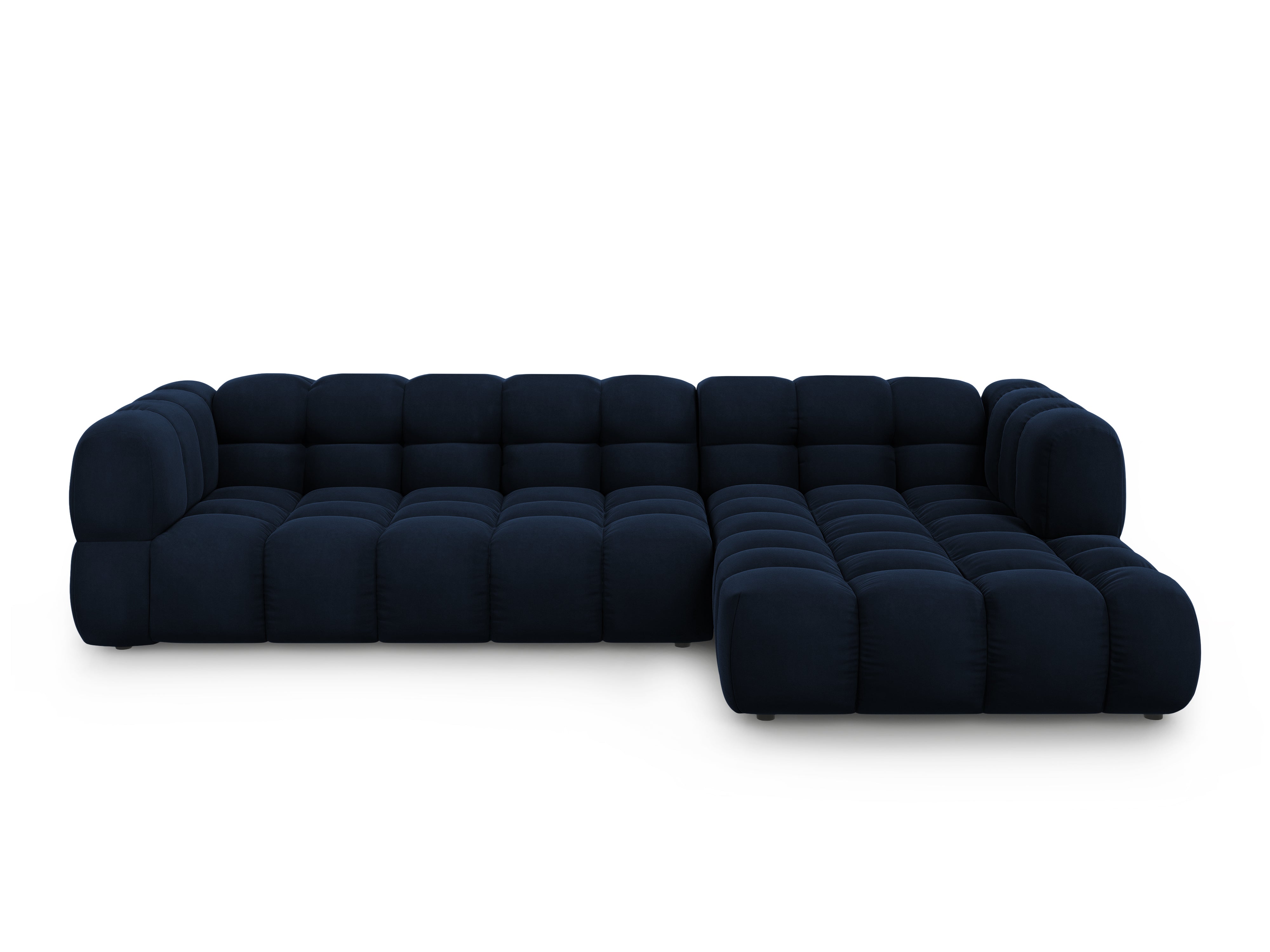Narożnik aksamitny prawostronny 4-osobowy SKY granat królewski Cosmopolitan Design Eye on Design