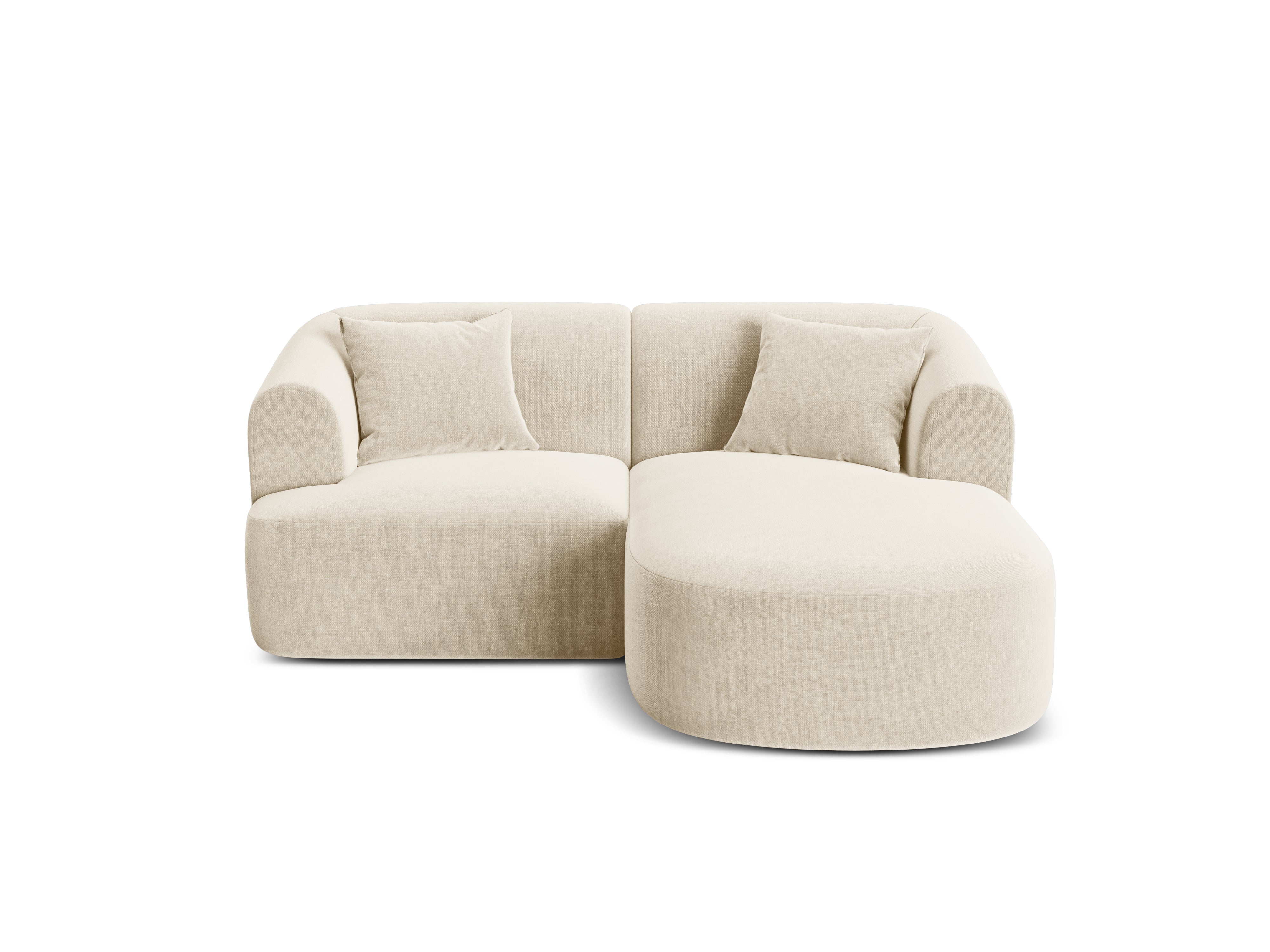 Samt-Ecksofa rechtsseitig 3-sitzig CAMPI hellbeige