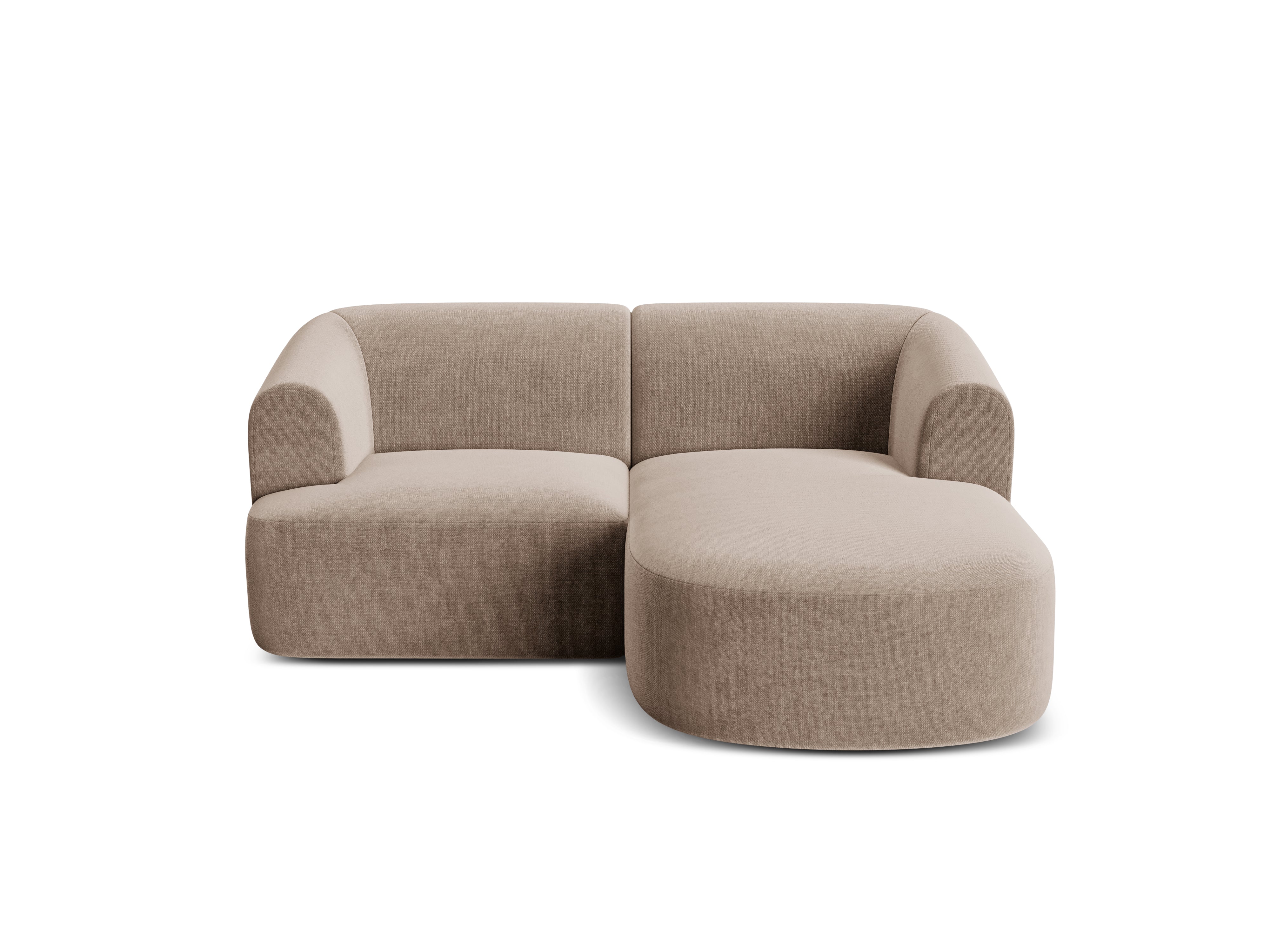 Samt-Ecksofa rechtsseitig 3-sitzig CAMPI dunkelbeige