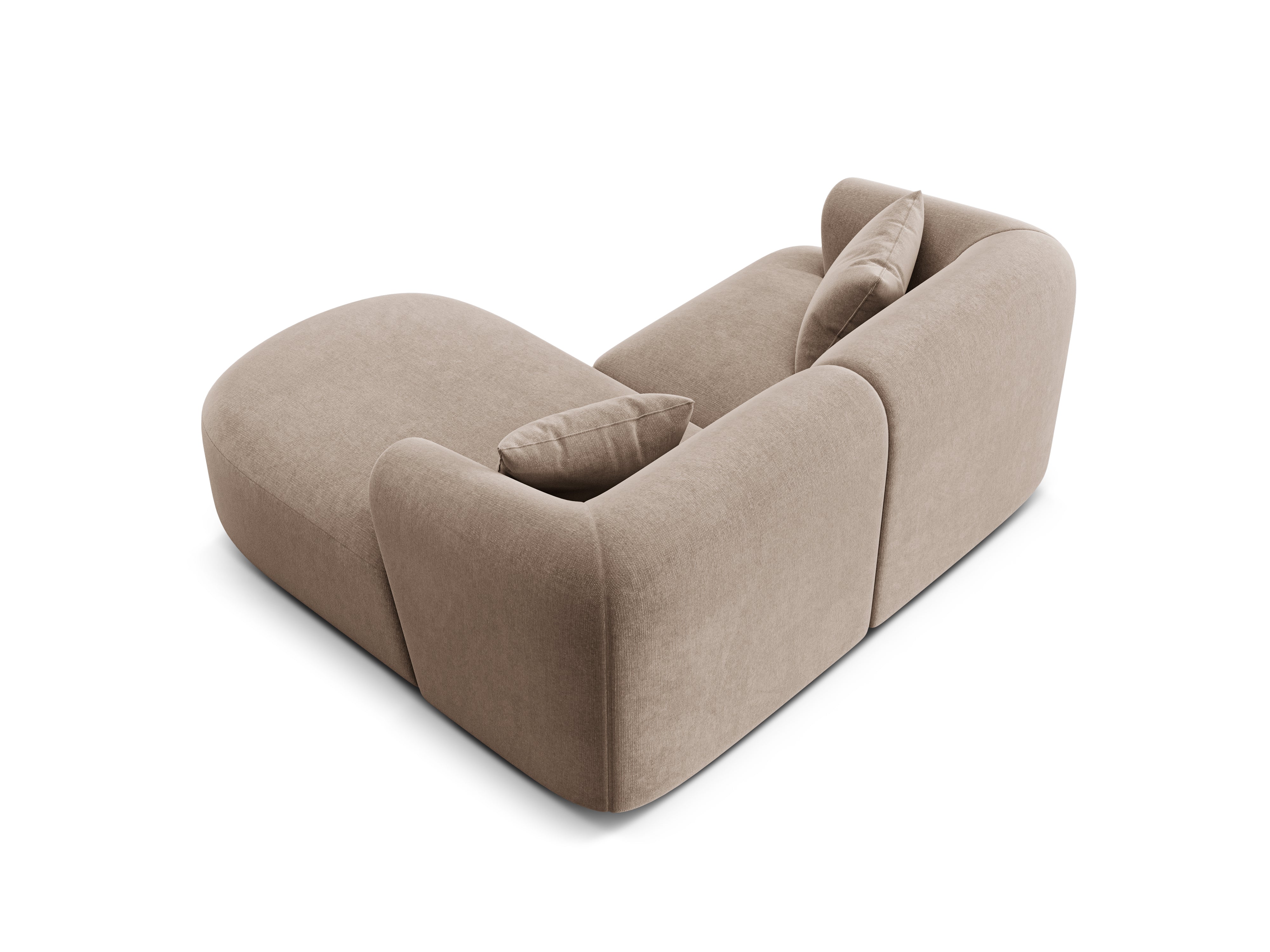Samt-Ecksofa rechtsseitig 3-sitzig CAMPI dunkelbeige