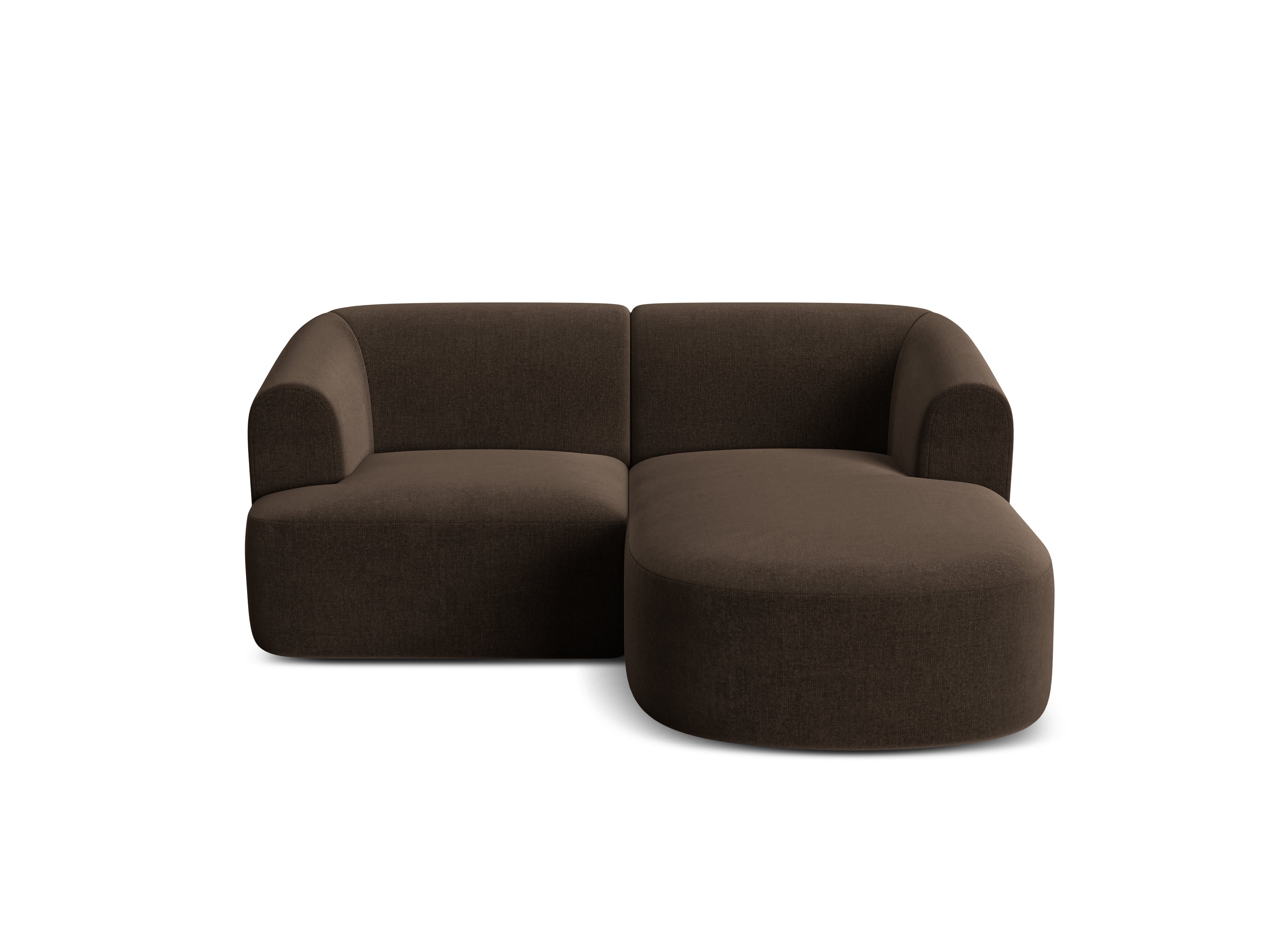 Samt-Ecksofa rechtsseitig 3-sitzig CAMPI schokoladenbraun
