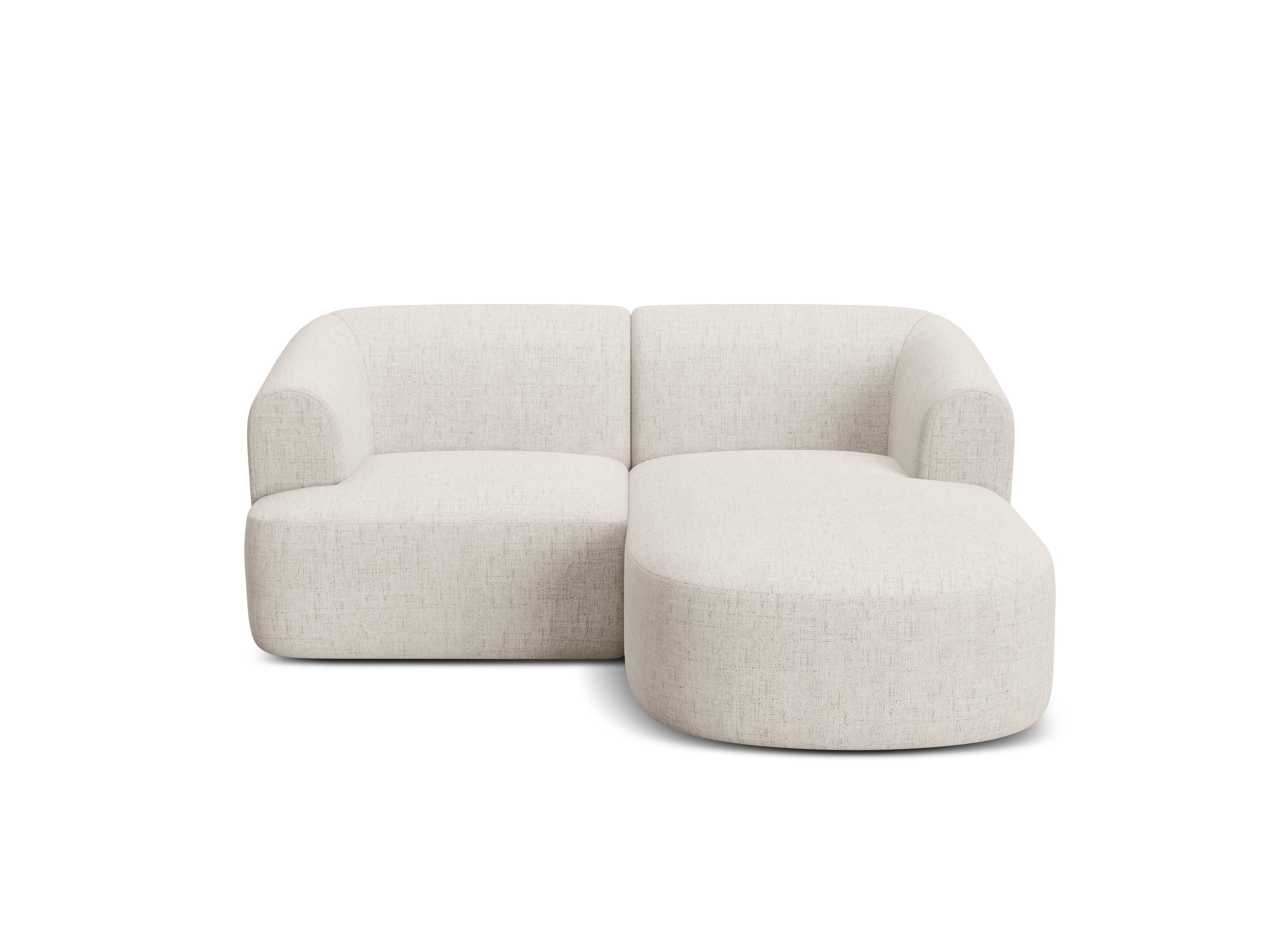 Rechtsseitige 3-Sitzer-Couch CAMPI in cremefarbenem Chenille