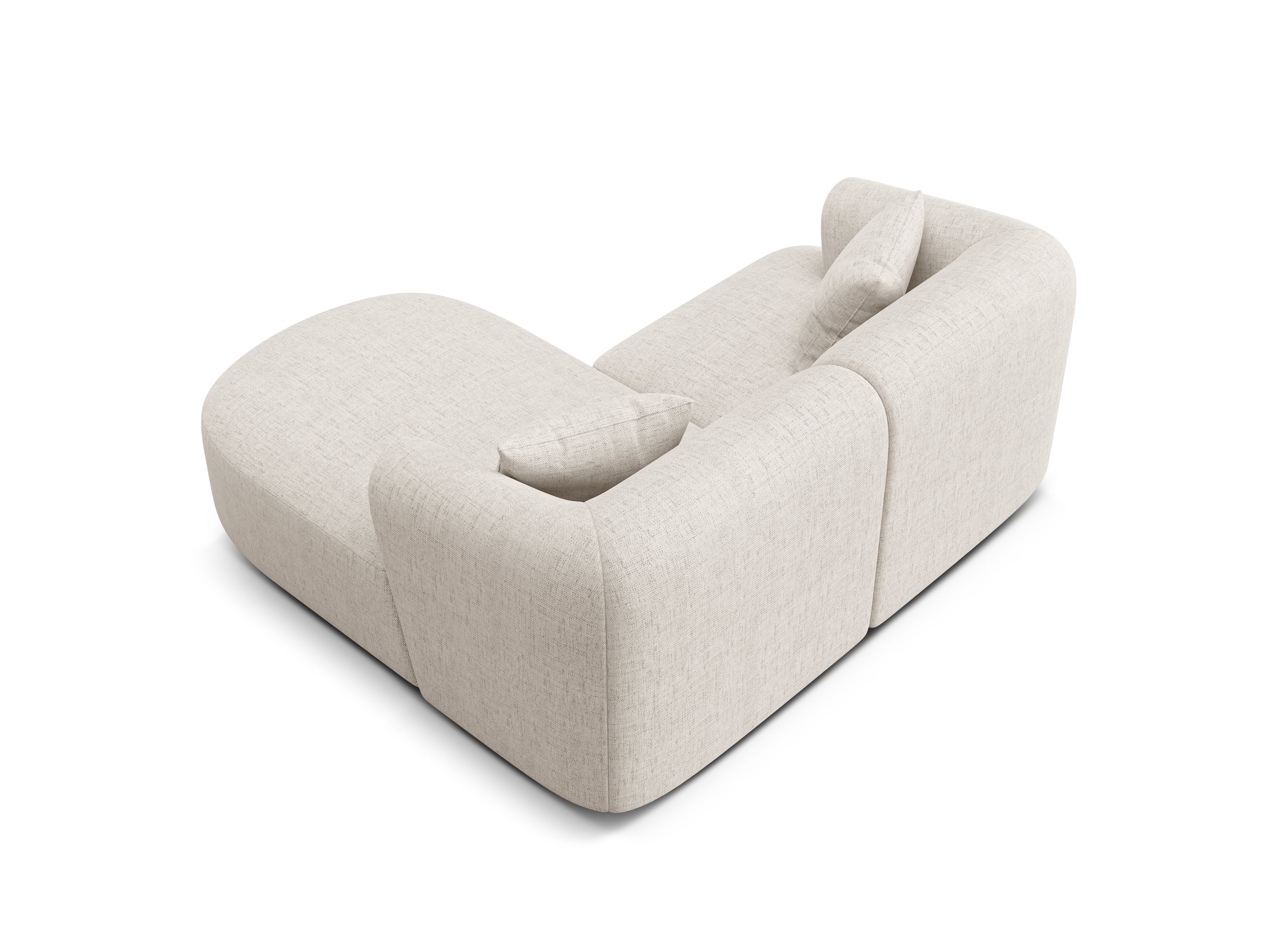 Rechtsseitige 3-Sitzer-Couch CAMPI in cremefarbenem Chenille