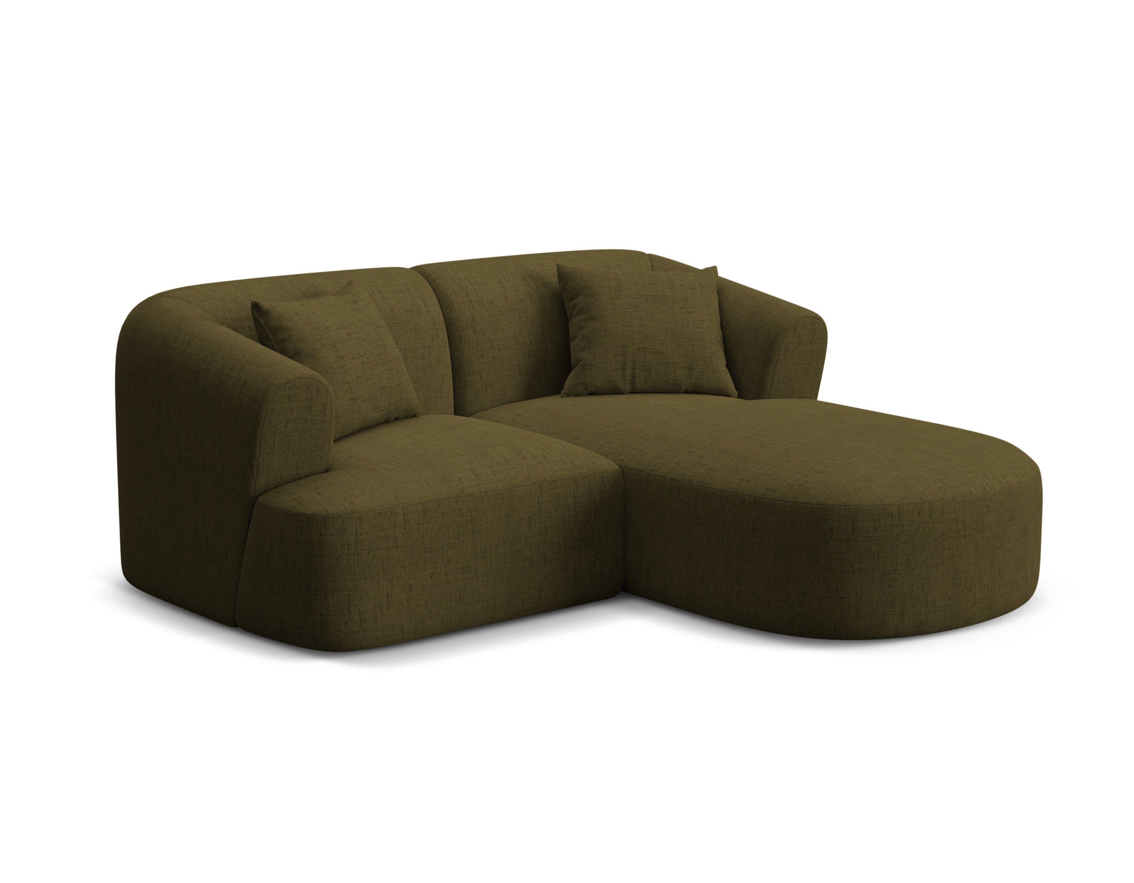 Rechtsseitige 3-Sitzer-Couch CAMPI grün Chenille