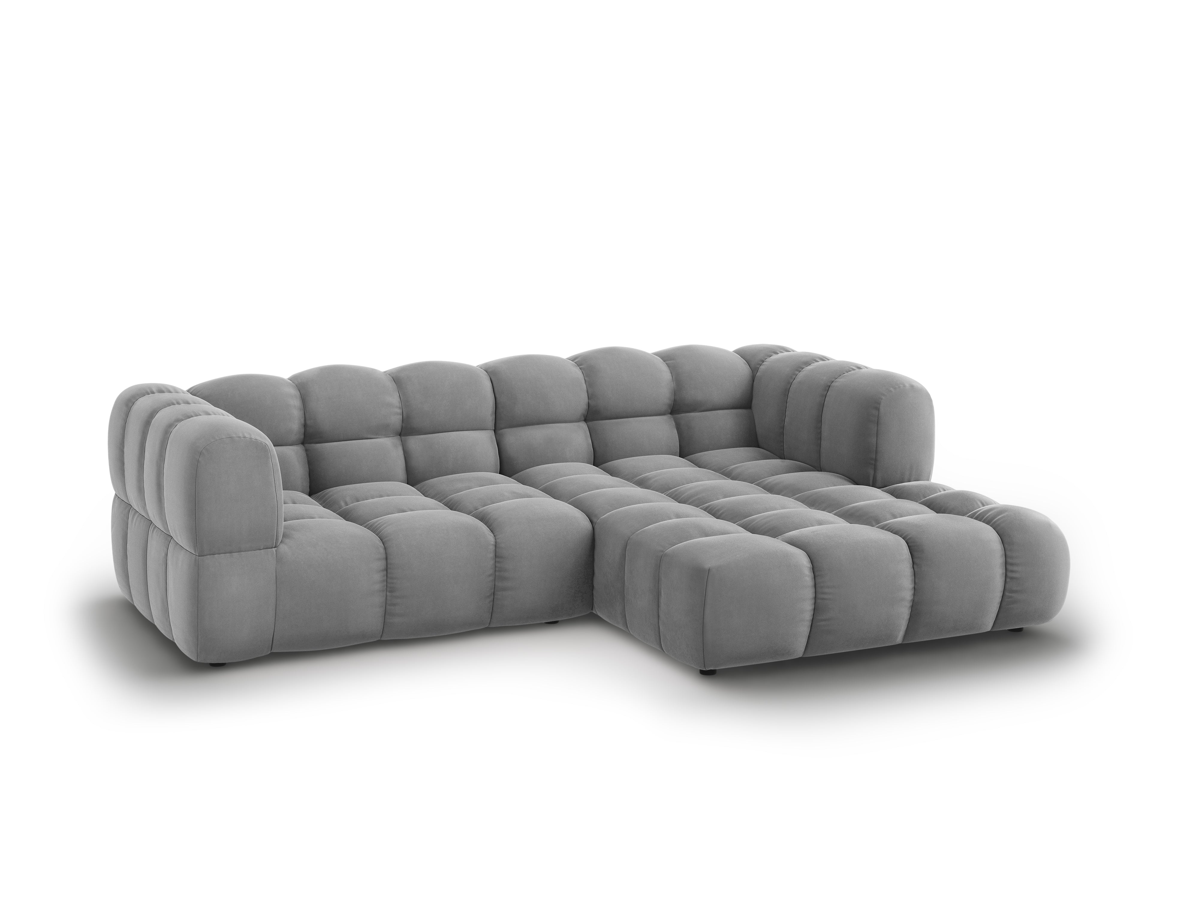 Narożnik aksamitny prawostronny 3-osobowy SKY jasnoszary Cosmopolitan Design Eye on Design