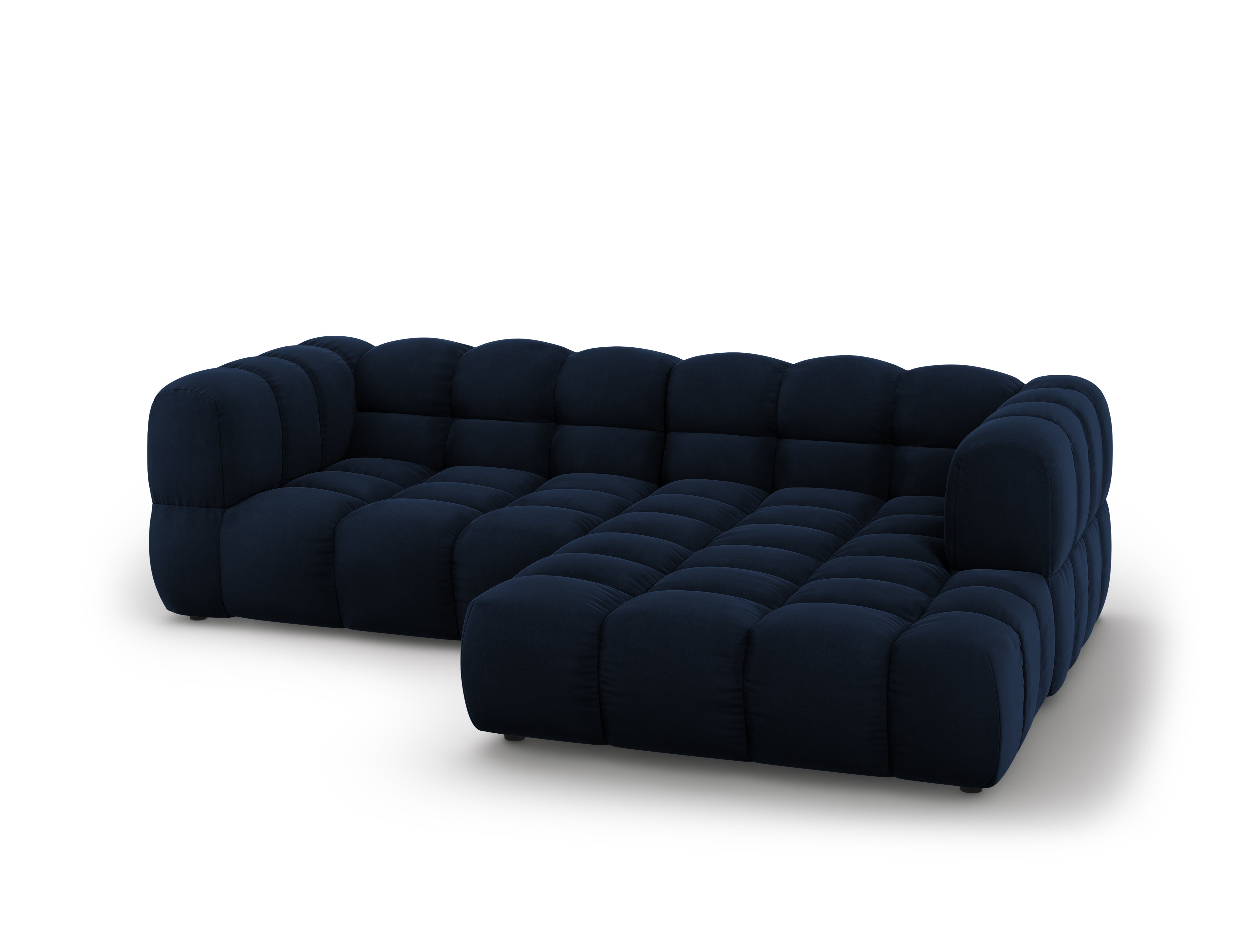 Narożnik aksamitny prawostronny 3-osobowy SKY granat królewski Cosmopolitan Design Eye on Design
