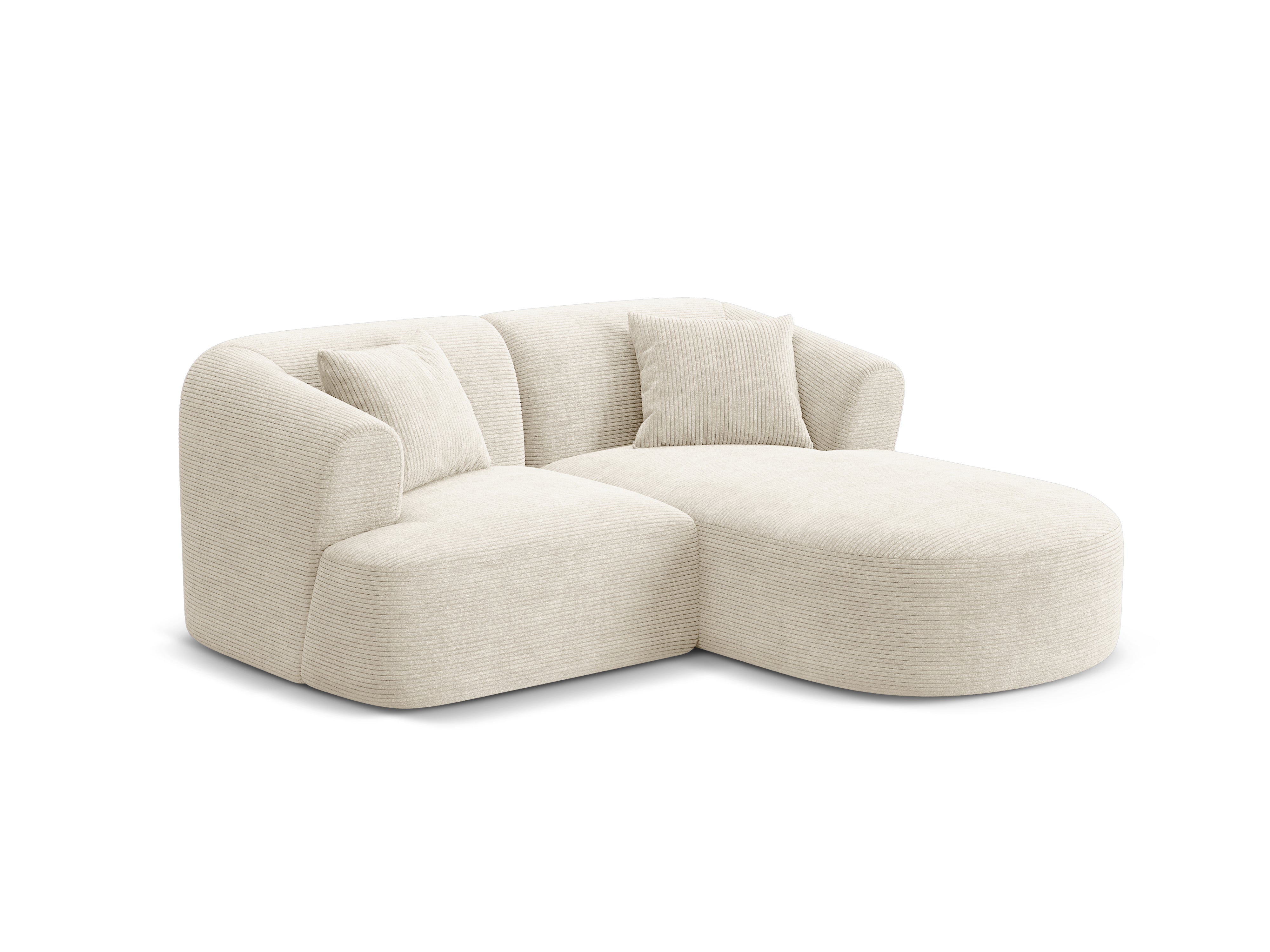 Rechtsseitige 3-Sitzer-Couch CAMPI in cremefarbener Cord-Optik