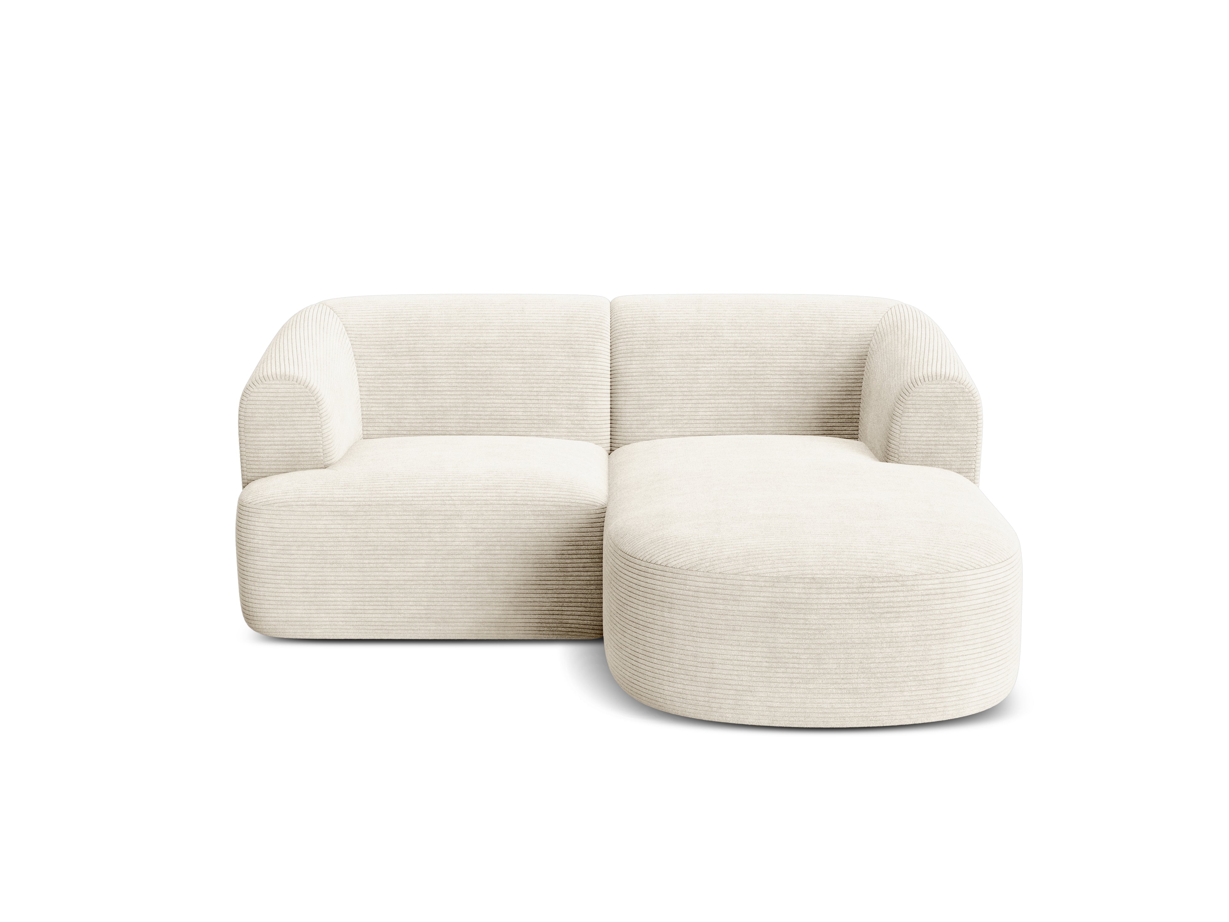 Rechtsseitige 3-Sitzer-Couch CAMPI in cremefarbener Cord-Optik