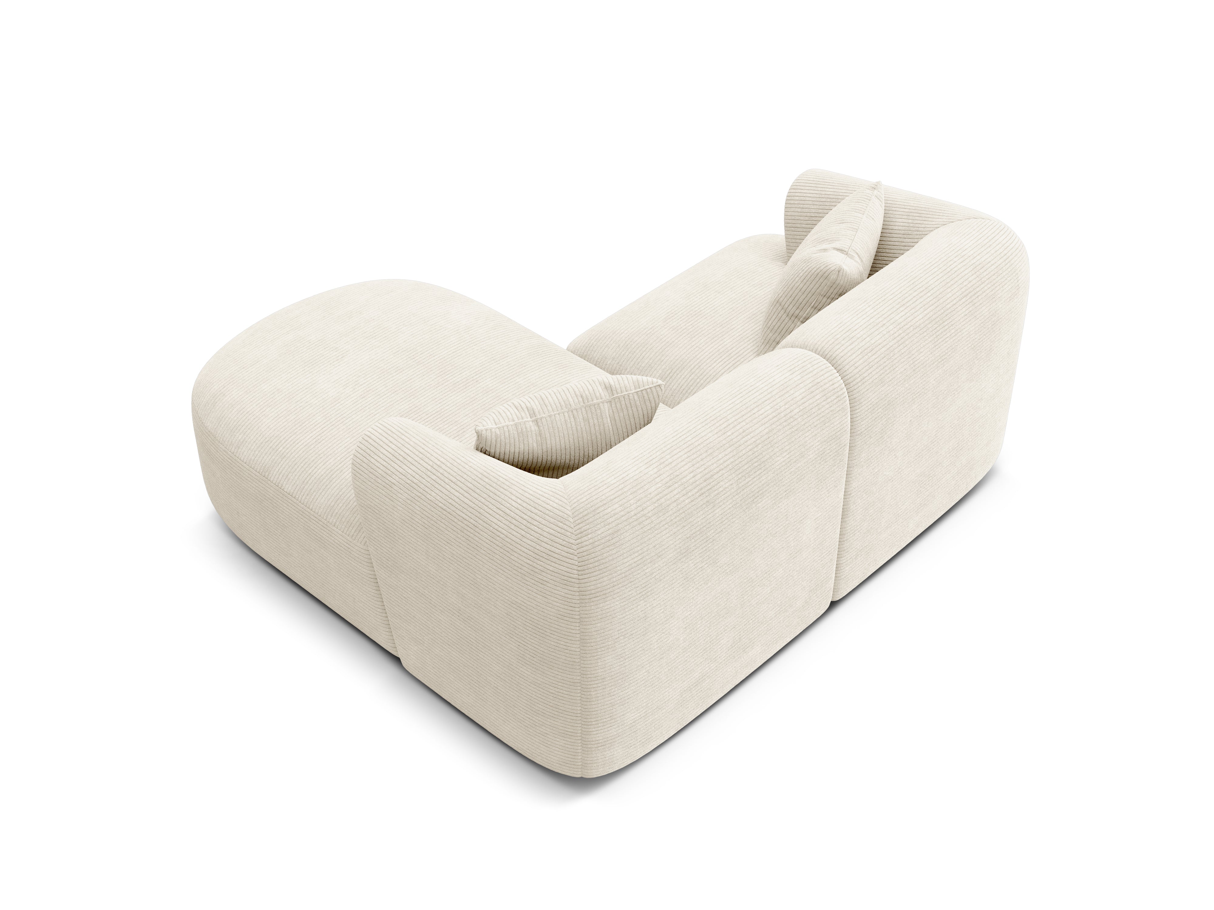 Rechtsseitige 3-Sitzer-Couch CAMPI in cremefarbener Cord-Optik
