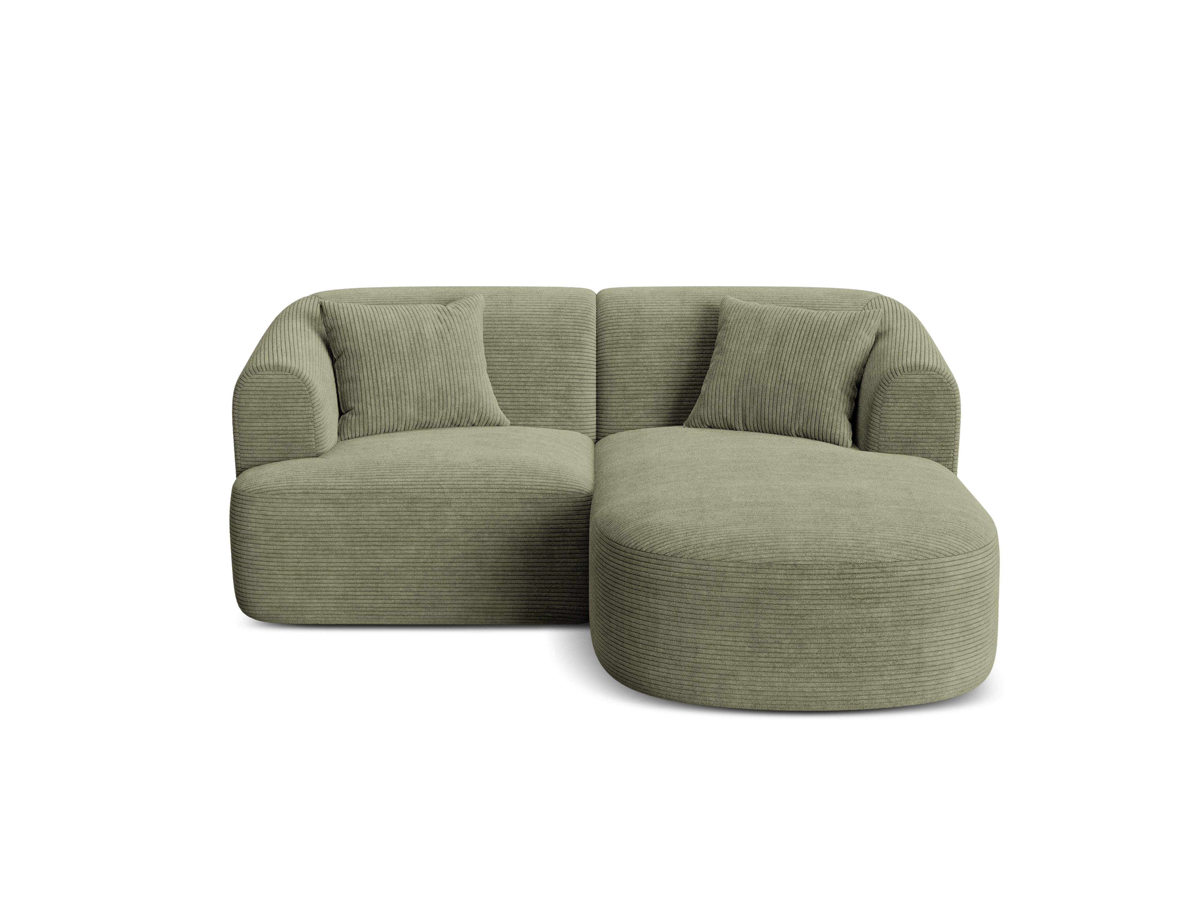 Rechtsseitige 3-Sitzer-Couch CAMPI grün Cord