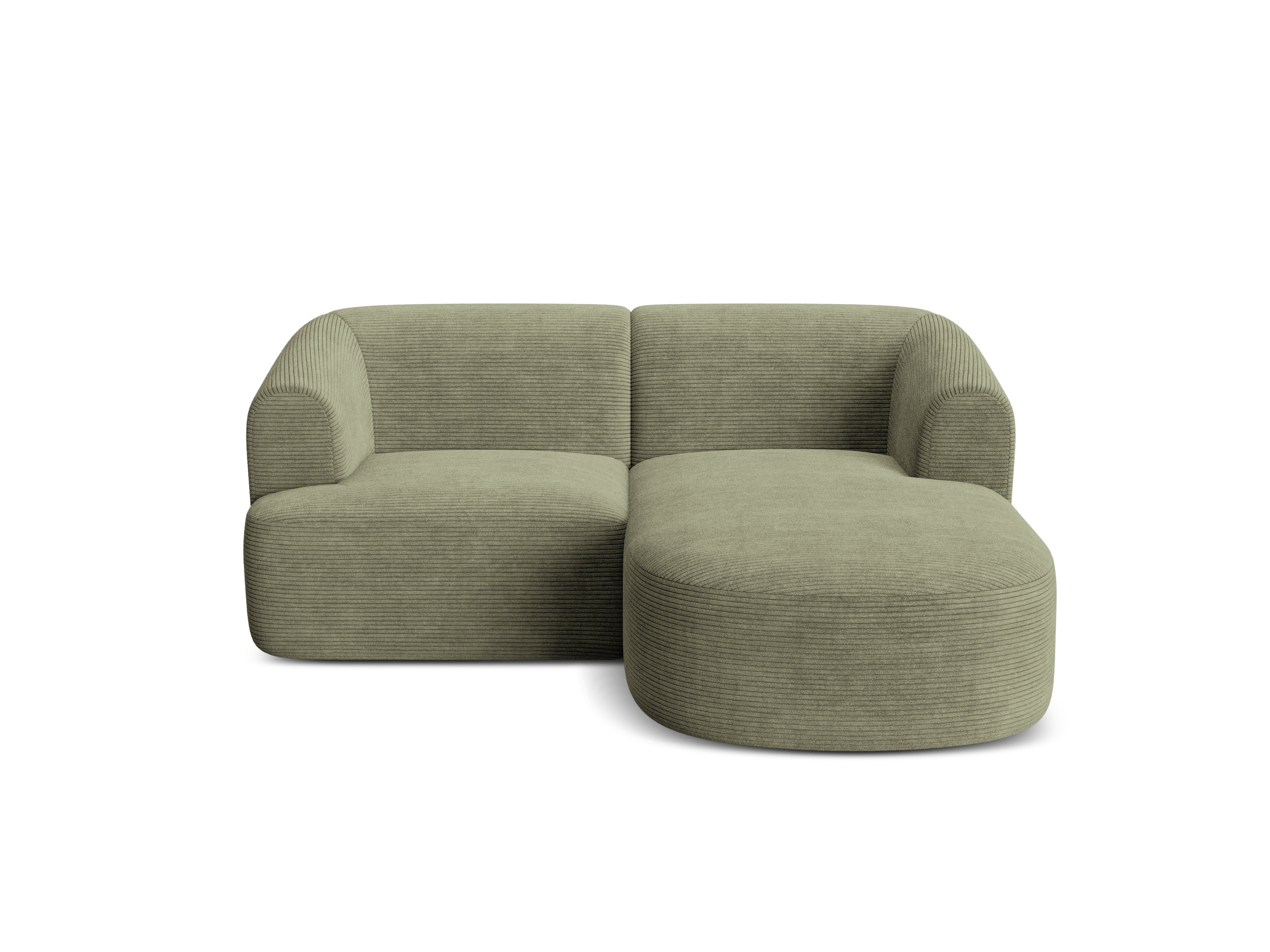Rechtsseitige 3-Sitzer-Couch CAMPI grün Cord