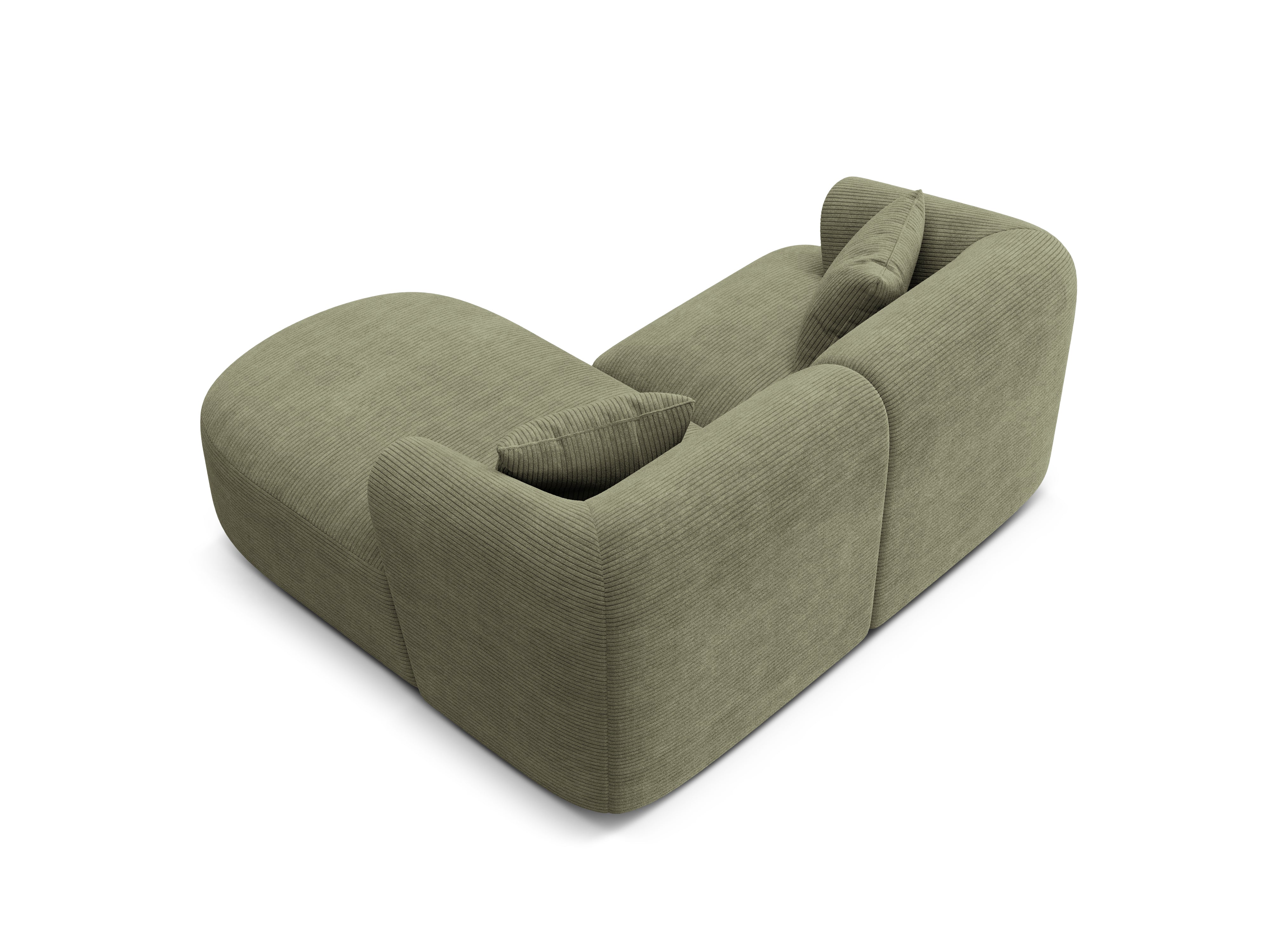 Rechtsseitige 3-Sitzer-Couch CAMPI grün Cord