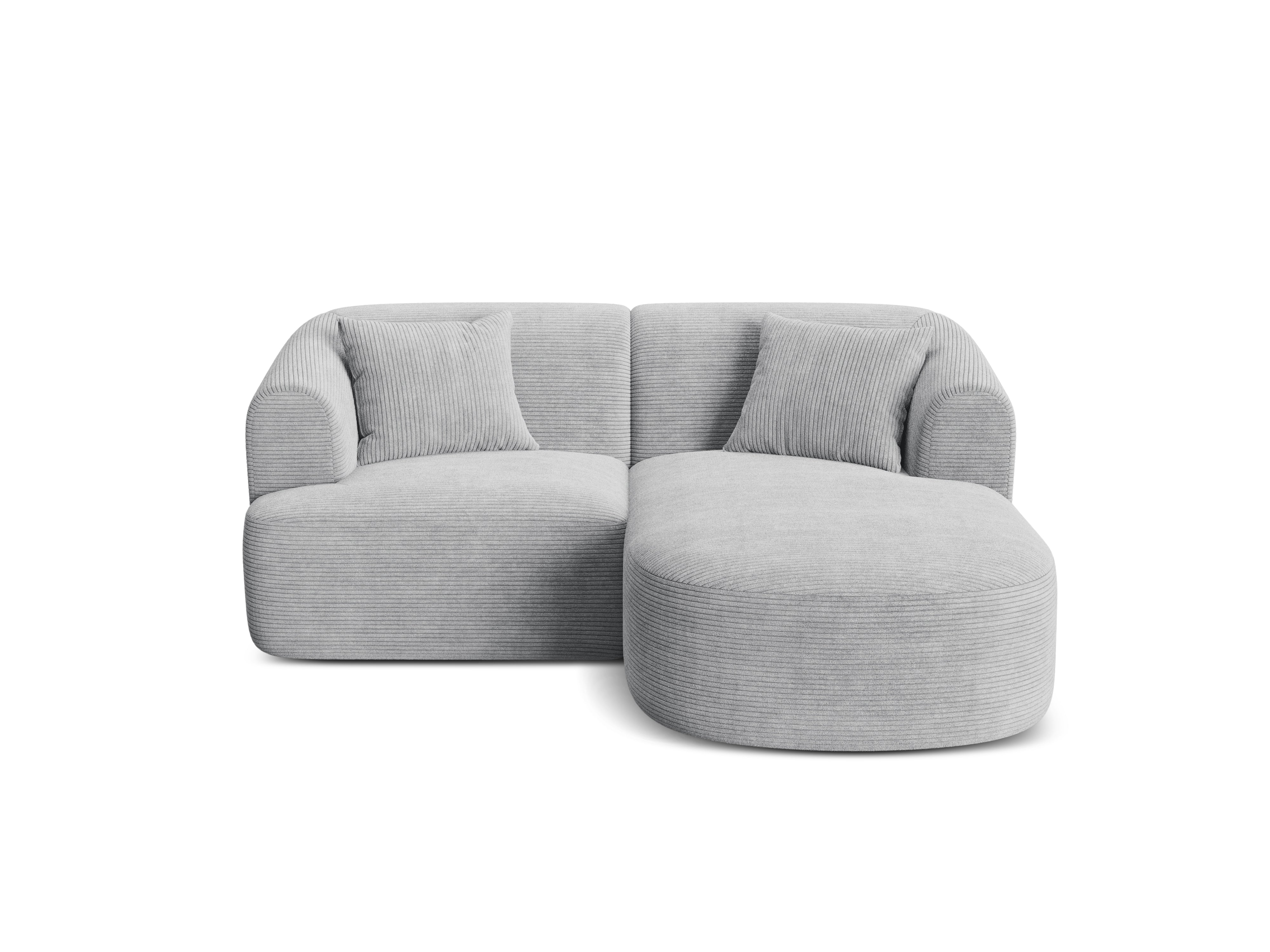 Rechtsseitige 3-Sitzer-Couch CAMPI hellgrau Cord