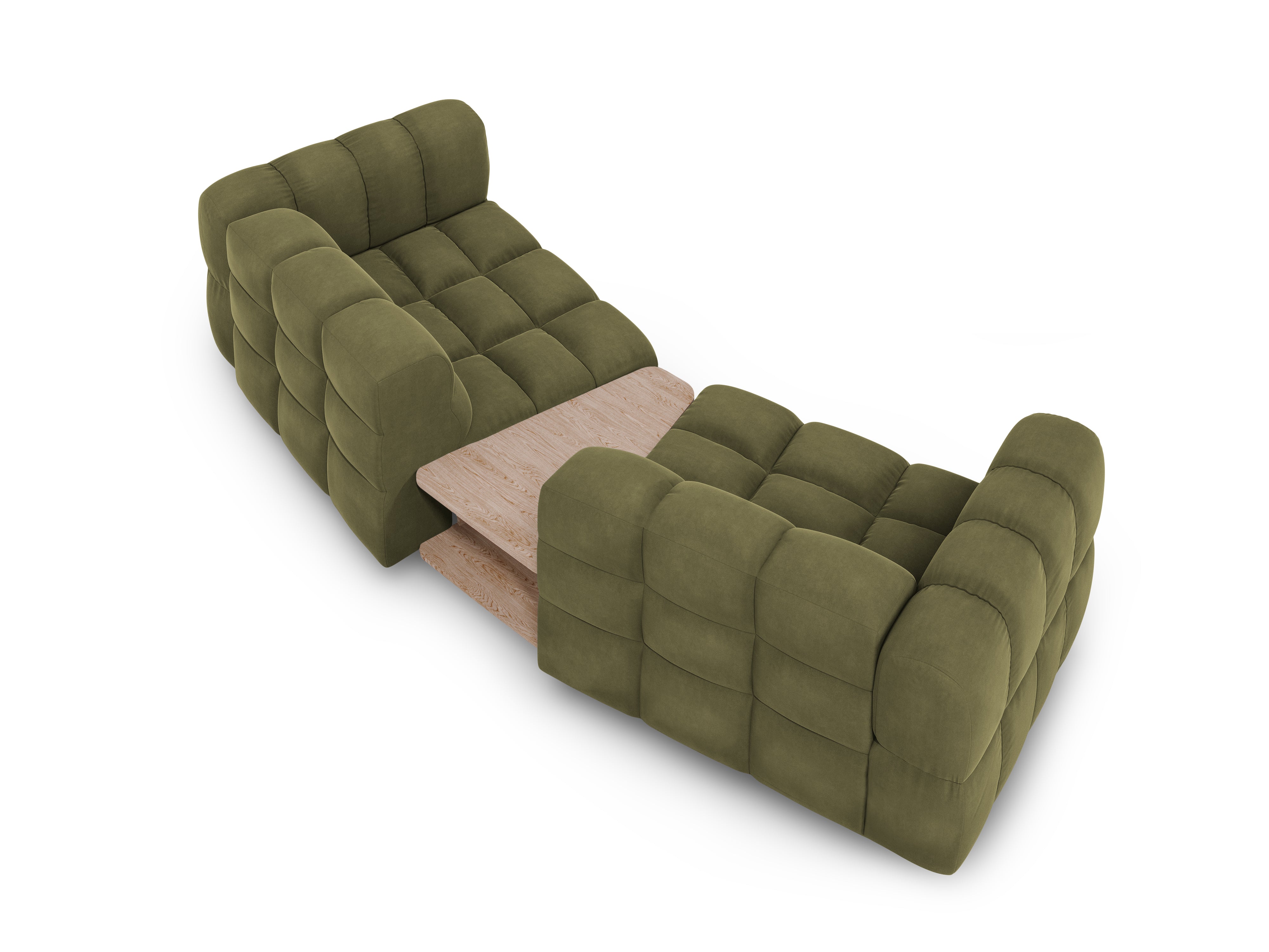 Sofa aksamitna 2-osobowa zaokrąglona ze stolikiem SKY jasnozielony Cosmopolitan Design Eye on Design
