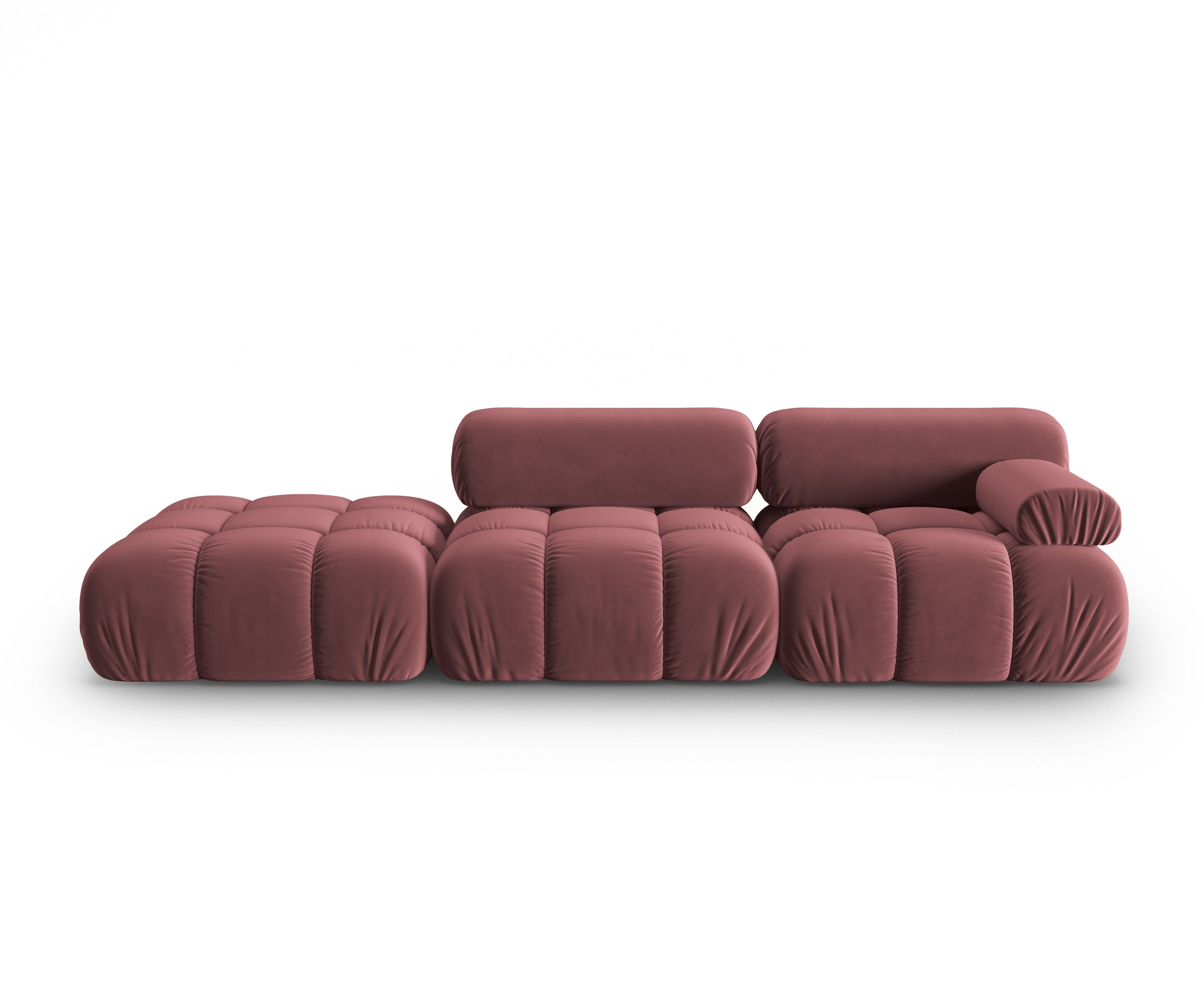 CORTINA Pink Velvet 3-Seater Open Left Sofa