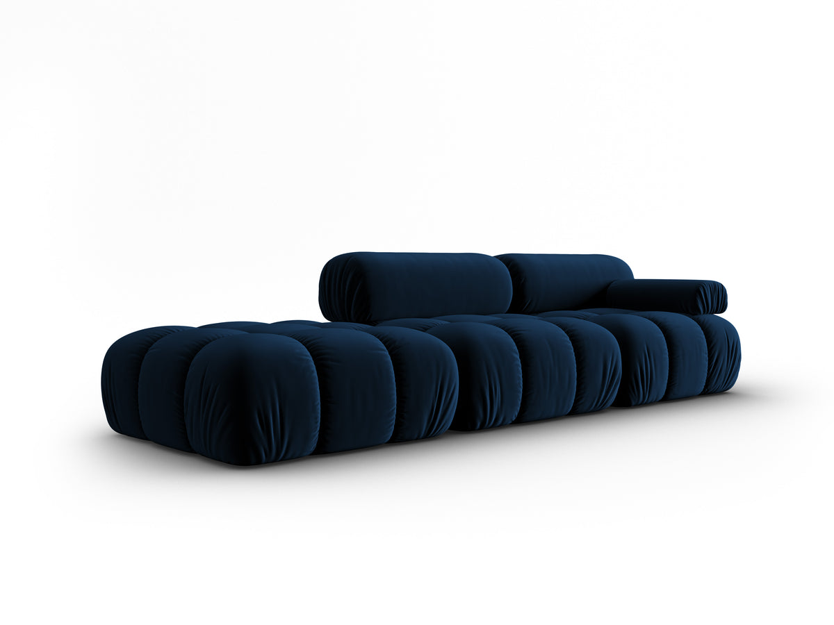 CORTINA Royal Blue Open-Left 3-Seater Velvet Sofa