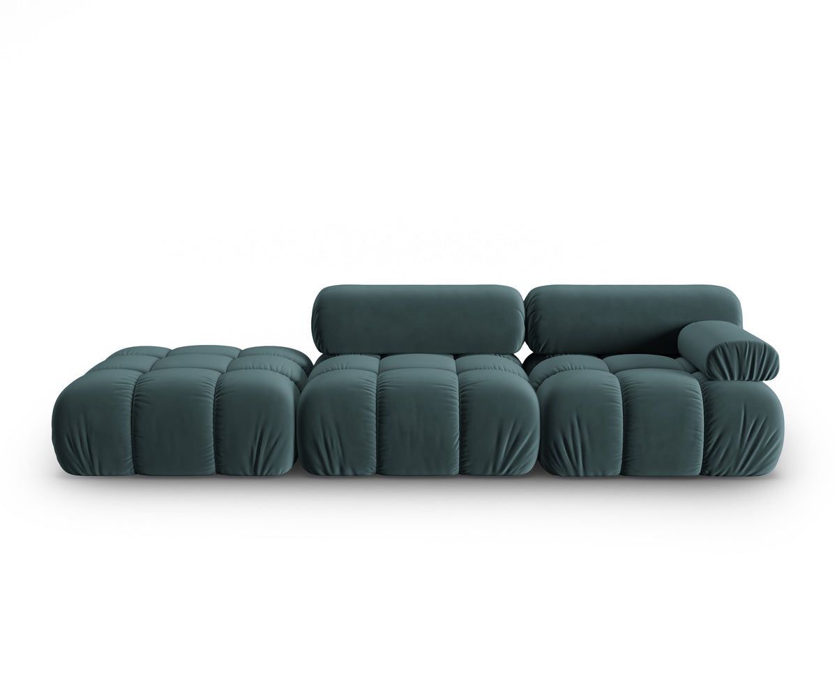 CORTINA turquoise velvet 3-seater open left sofa