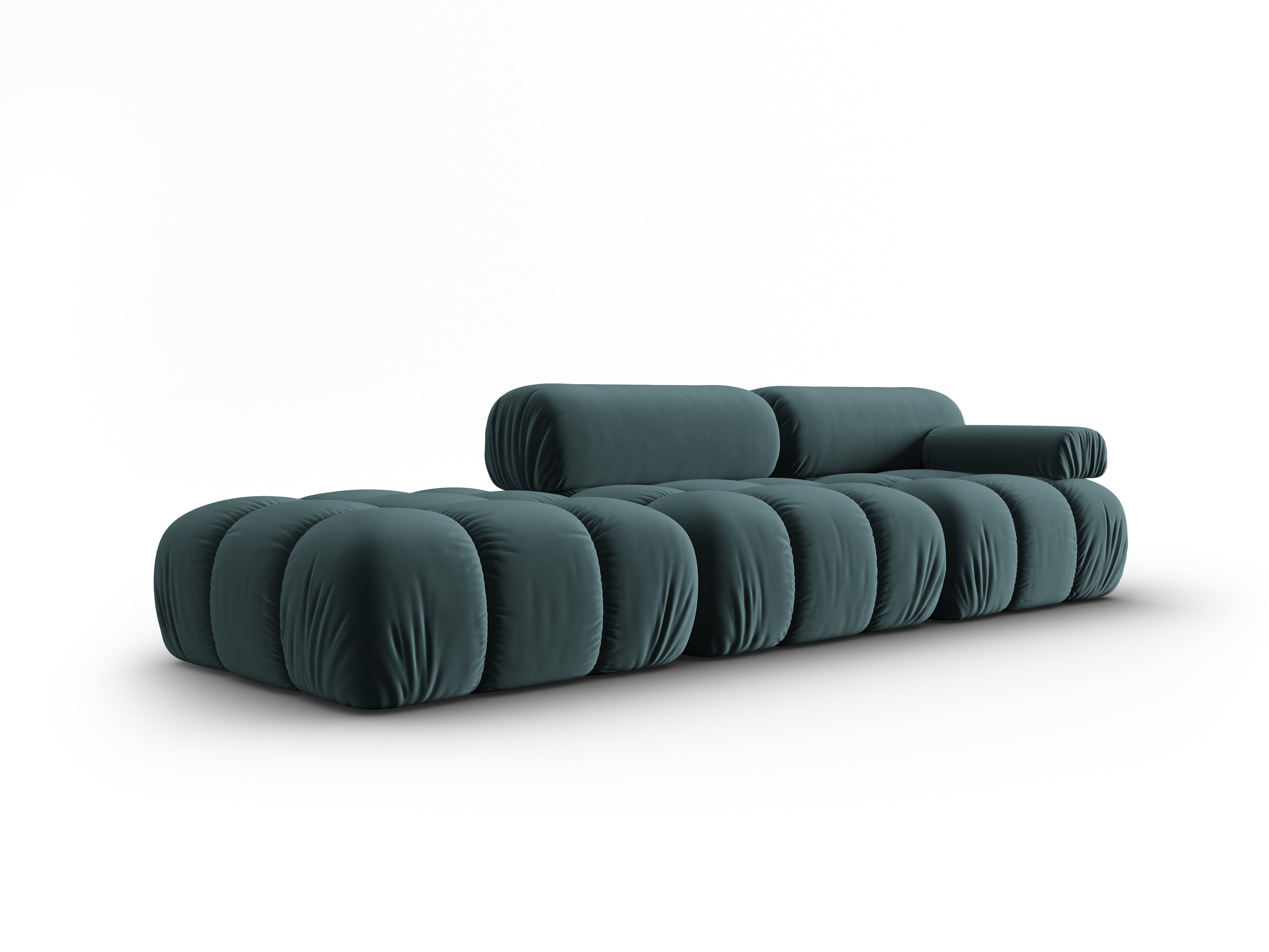 CORTINA turquoise velvet 3-seater open left sofa