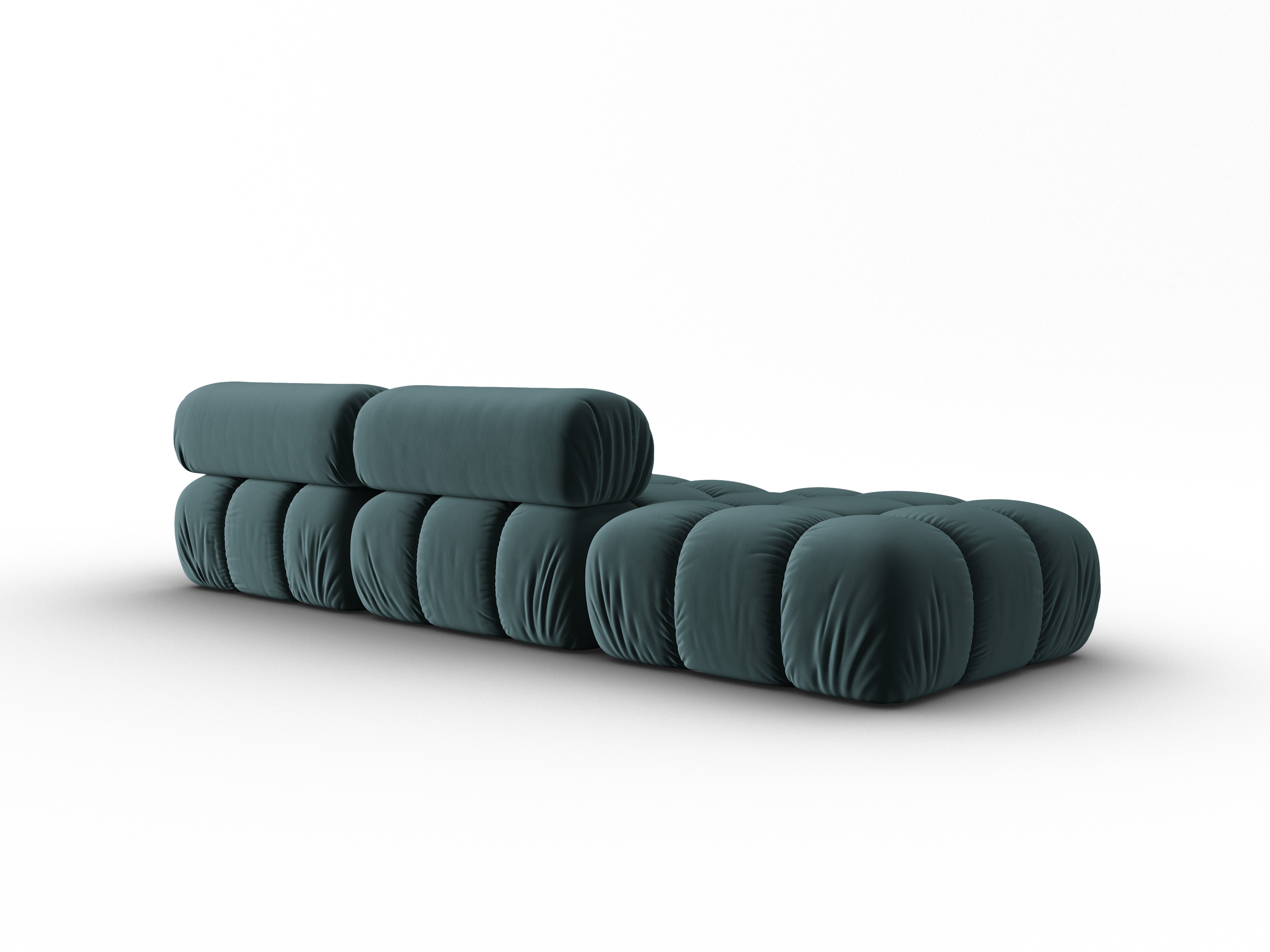 CORTINA turquoise velvet 3-seater open left sofa