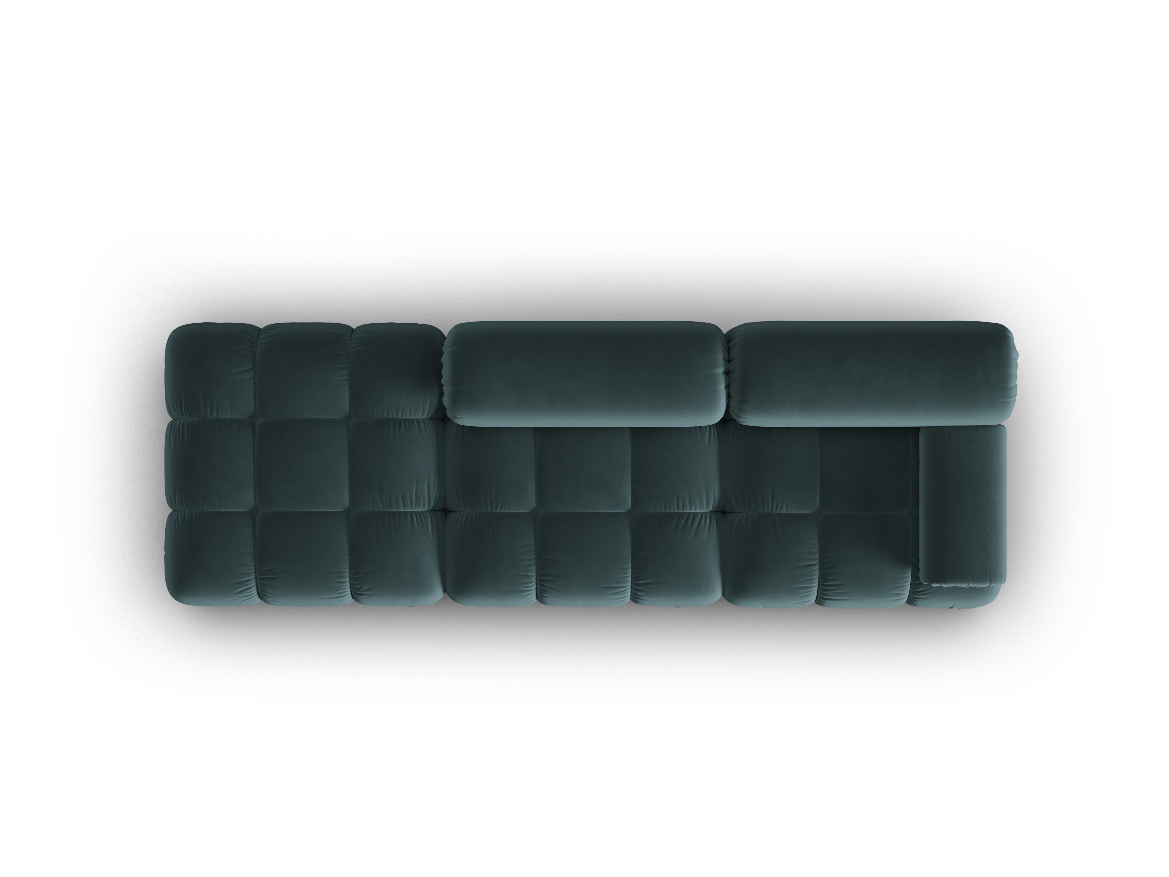 CORTINA turquoise velvet 3-seater open left sofa