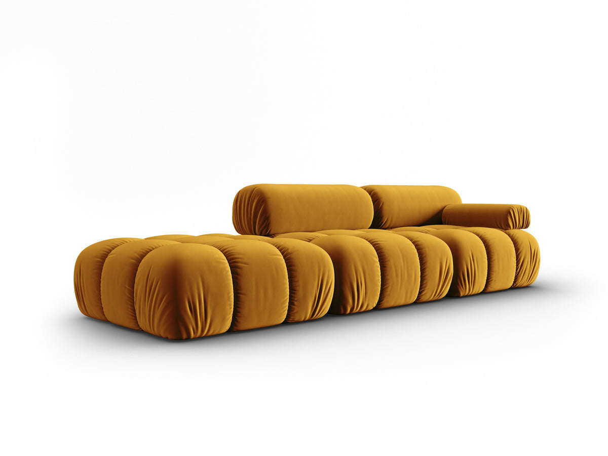 CORTINA Yellow Velvet 3-Seater Open Left Sofa