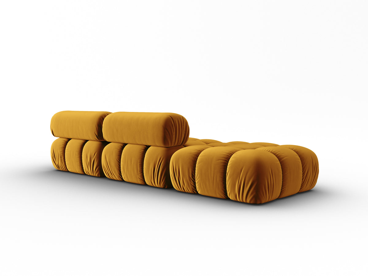 CORTINA Yellow Velvet 3-Seater Open Left Sofa