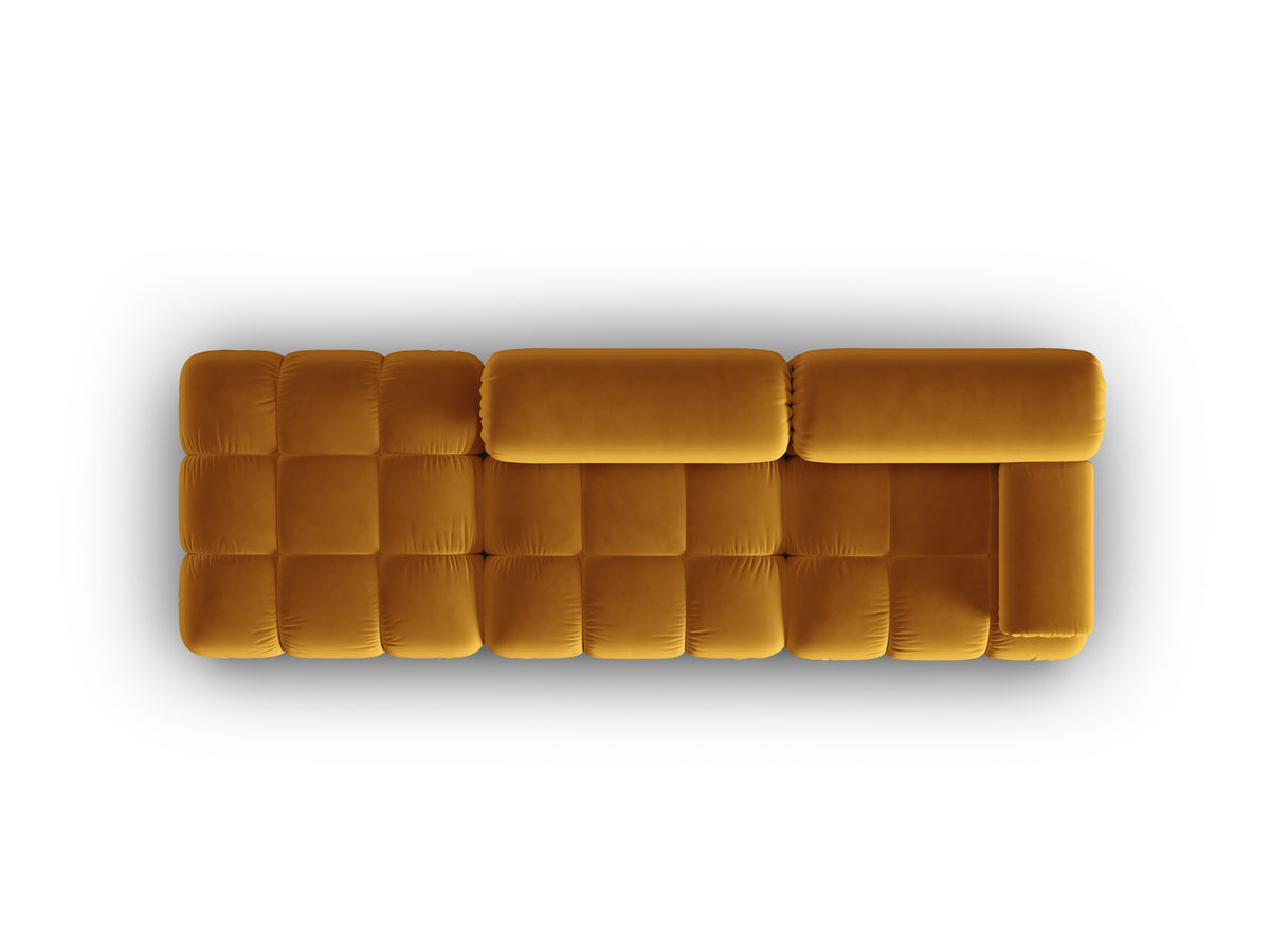 CORTINA Yellow Velvet 3-Seater Open Left Sofa
