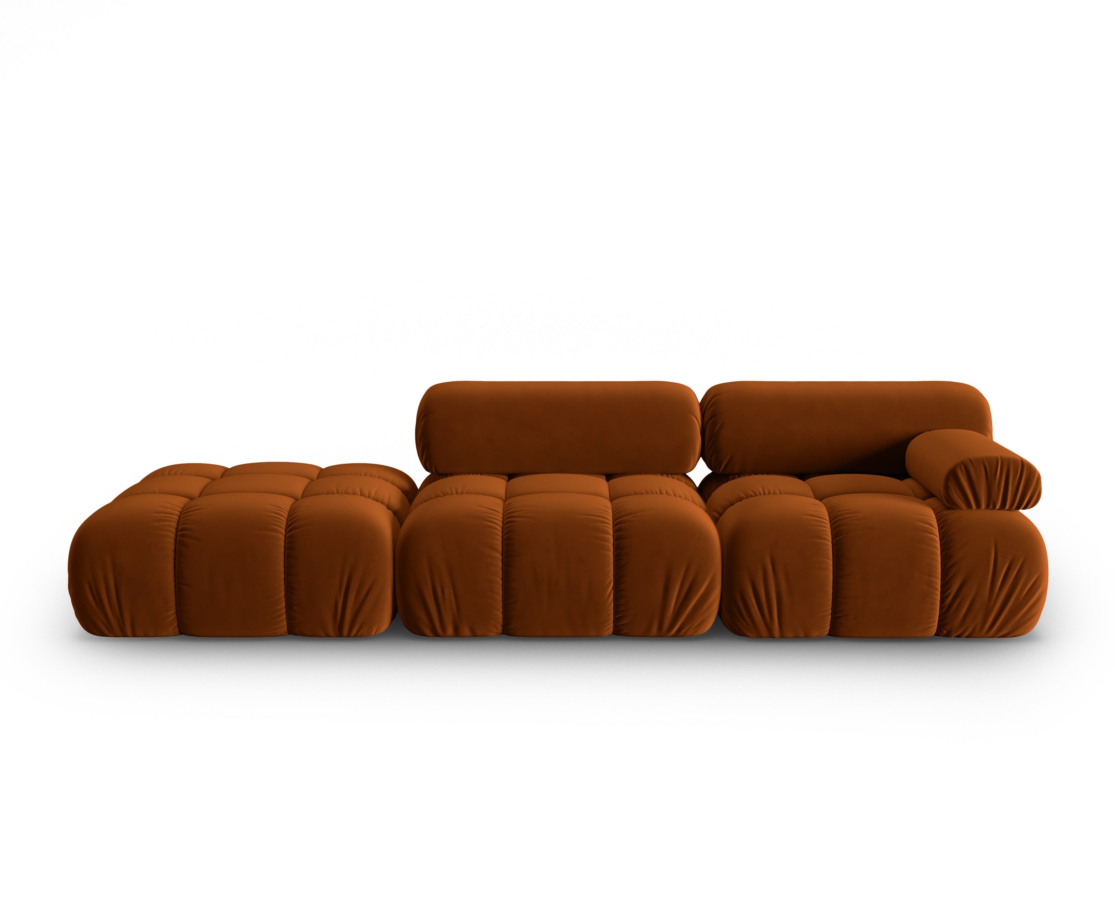 CORTINA terracotta open left-facing 3-seater velvet sofa