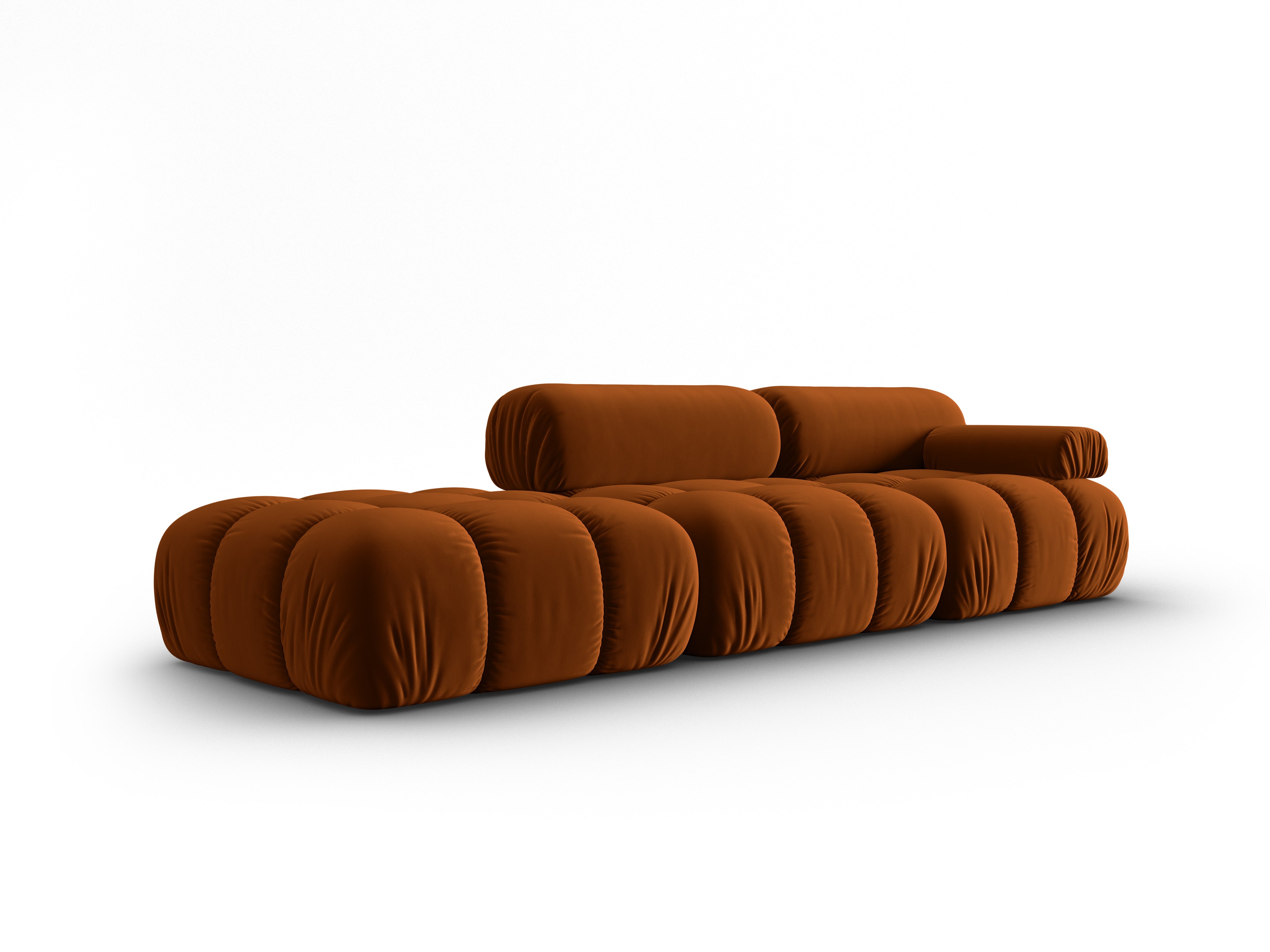 CORTINA terracotta open left-facing 3-seater velvet sofa